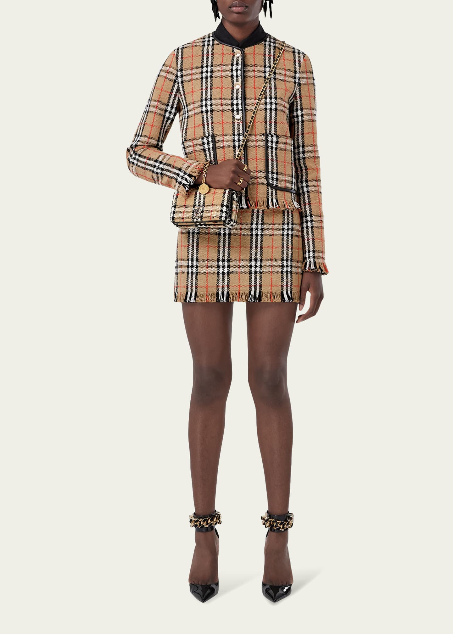 Burberry tweed skirt on sale
