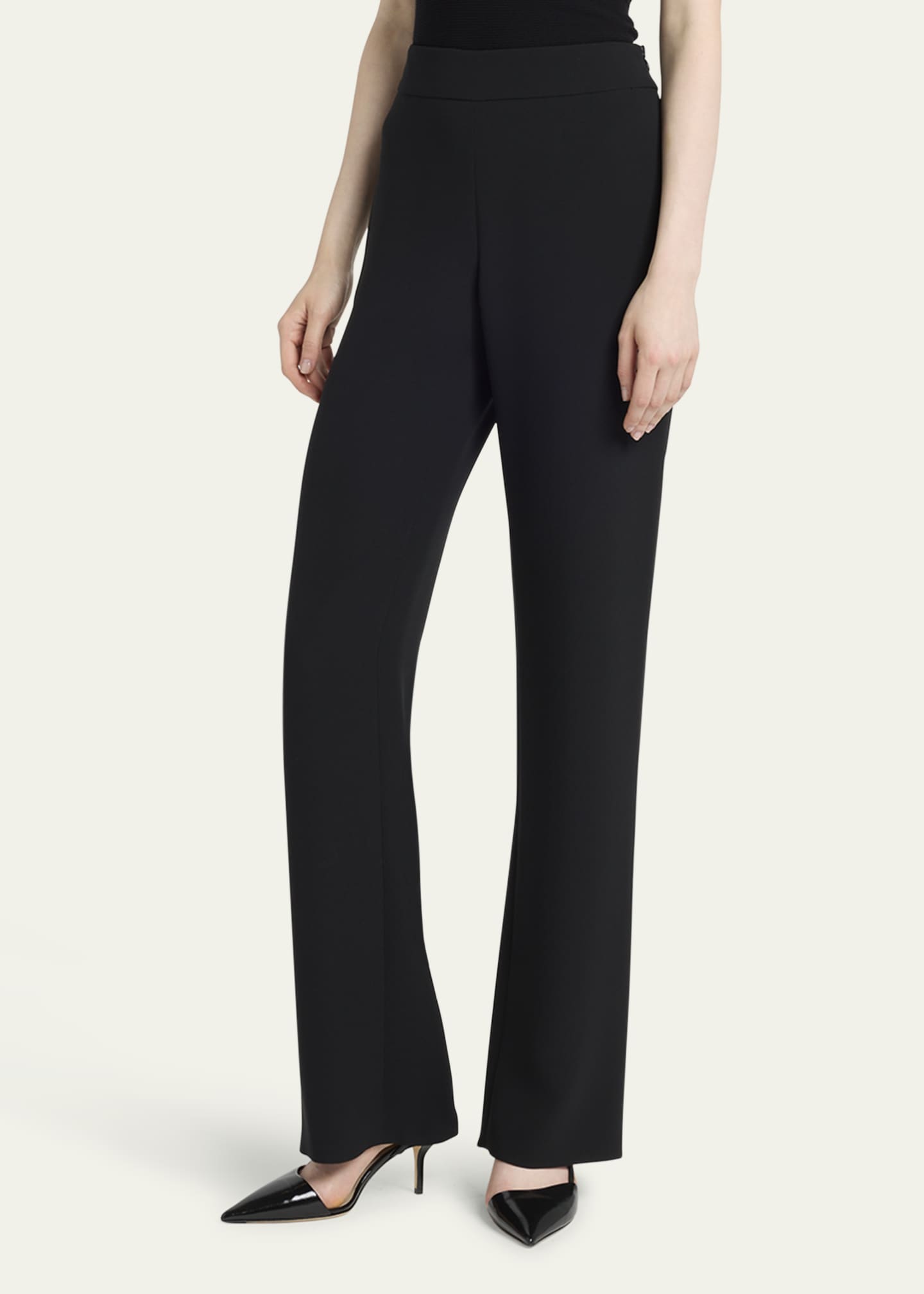 Giorgio Armani Black Cady Straight-Leg Pants - Bergdorf Goodman