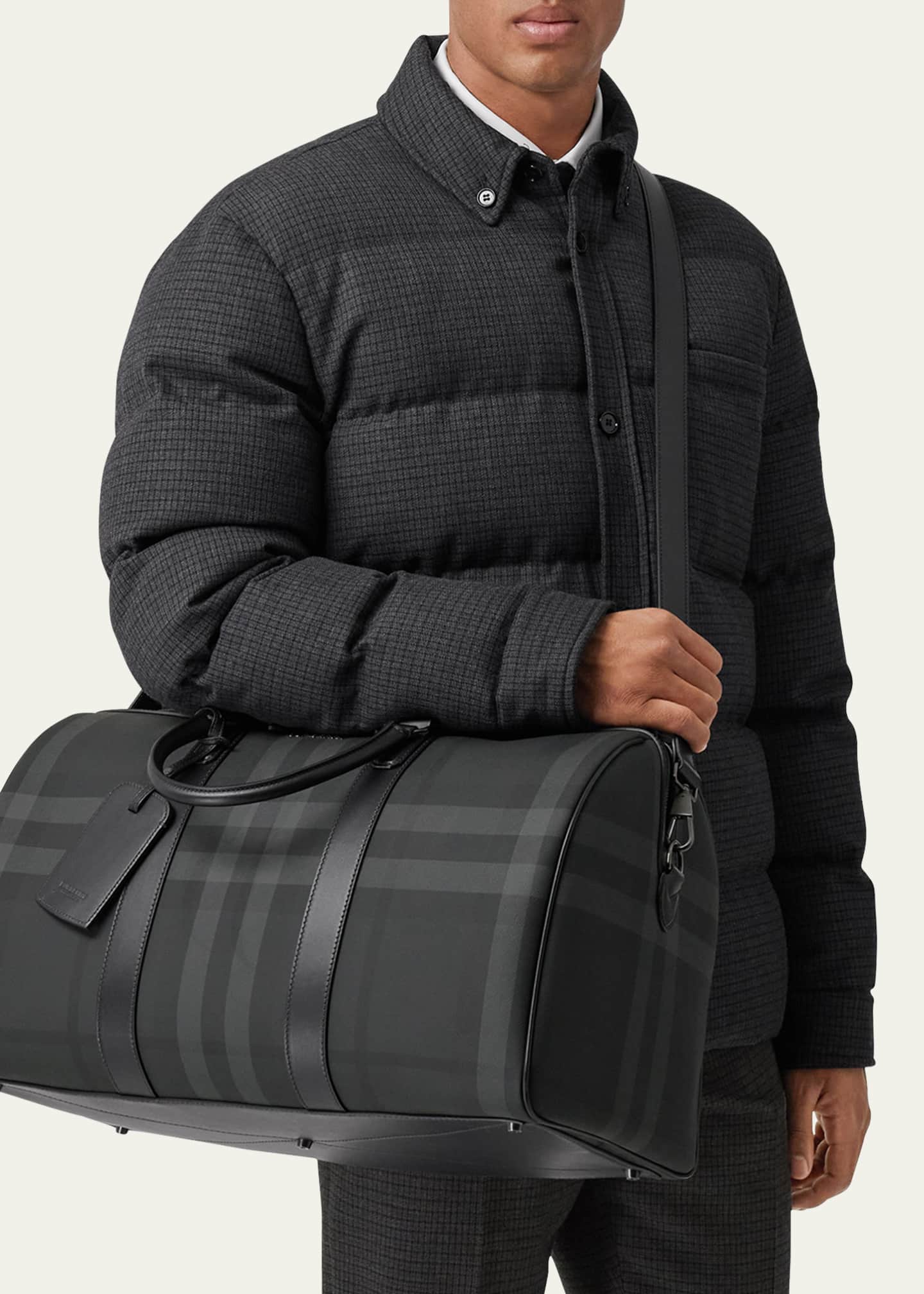 I navnet Stereotype At adskille Burberry Men's Charcoal Check Holdall Duffel Bag - Bergdorf Goodman