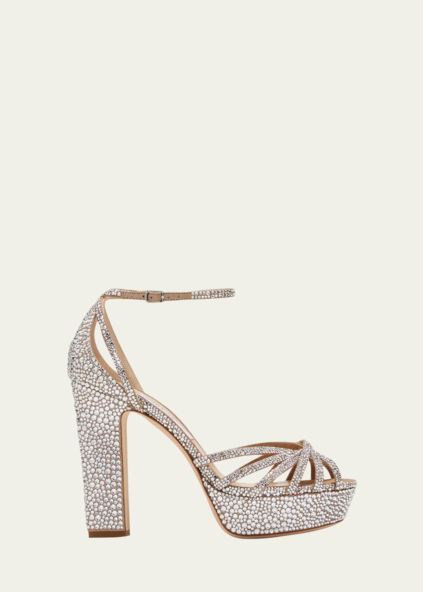 Jimmy Choo Isra Crystal Ankle Strap Platform Sandals Bergdorf