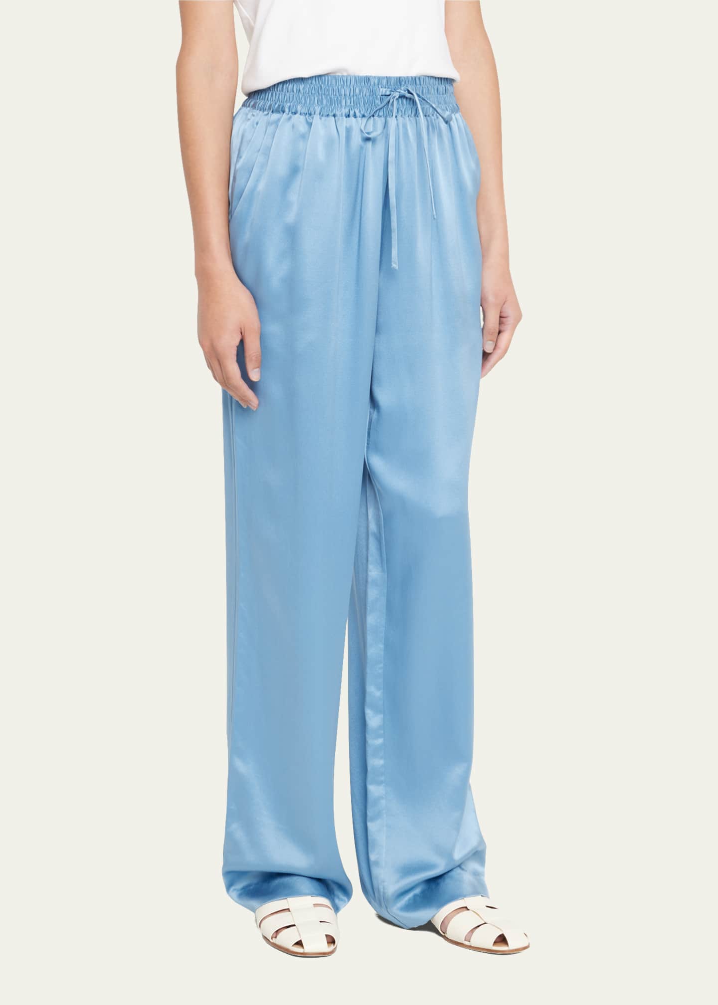 Loulou Studio Drawstring Straight-Leg Silk Pants Image 4 of 5
