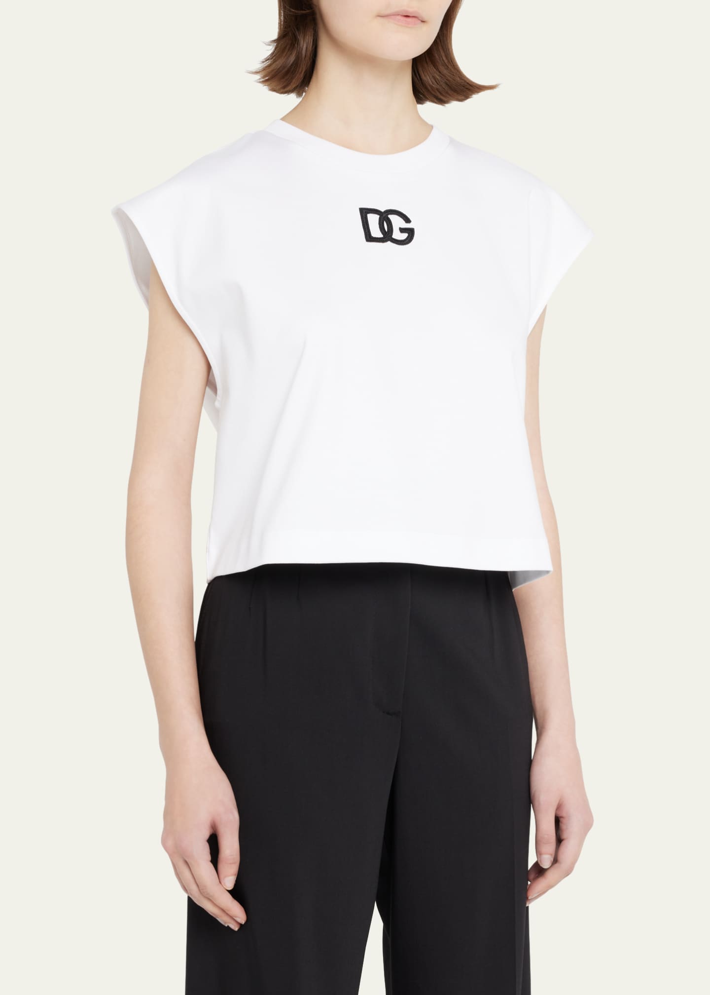 Dolce&Gabbana Interlock Jersey Top With DG Logo Patch Image 4 of 5