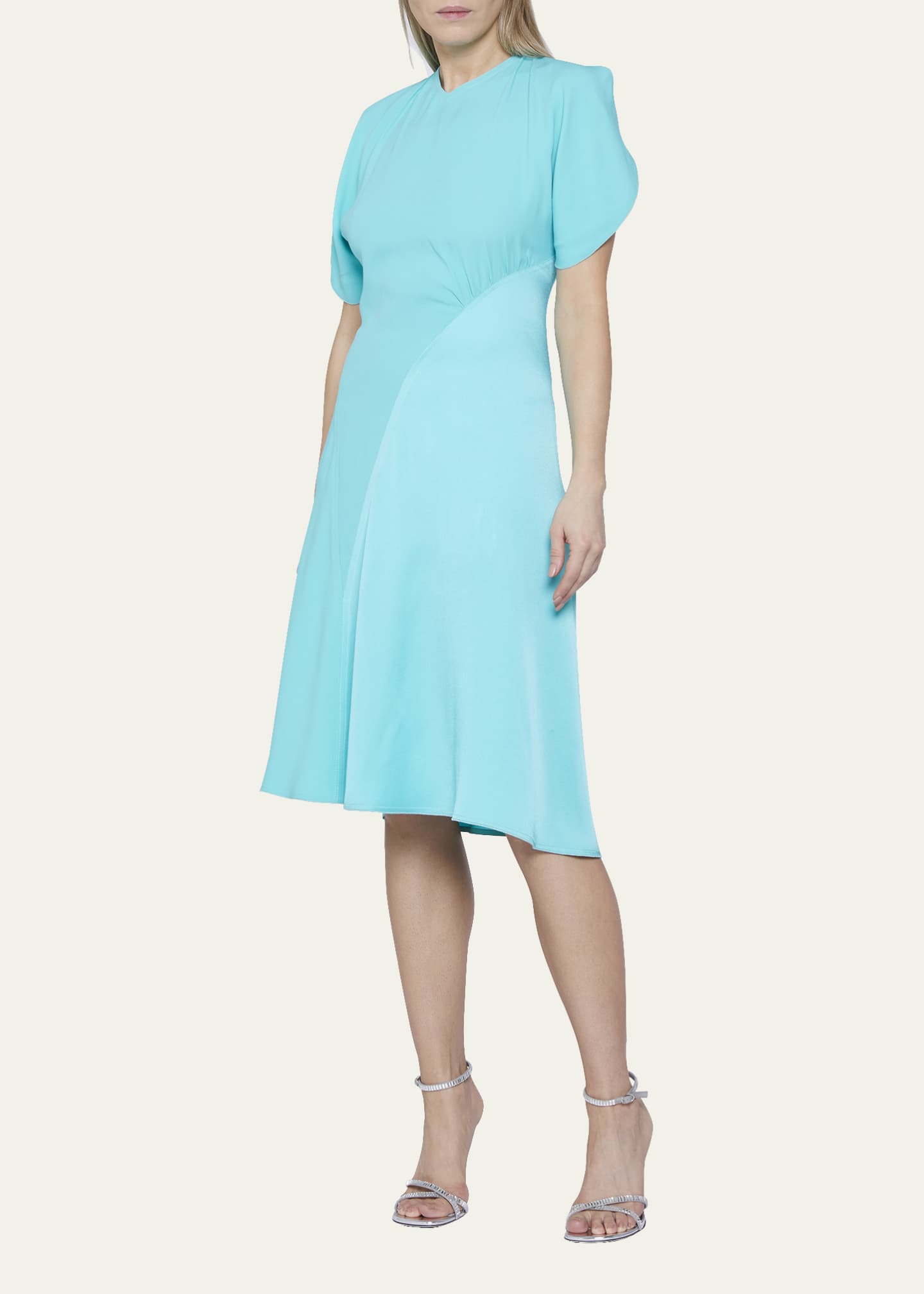 Victoria Beckham Mixed Media Cap Sleeve Dress Bergdorf Goodman
