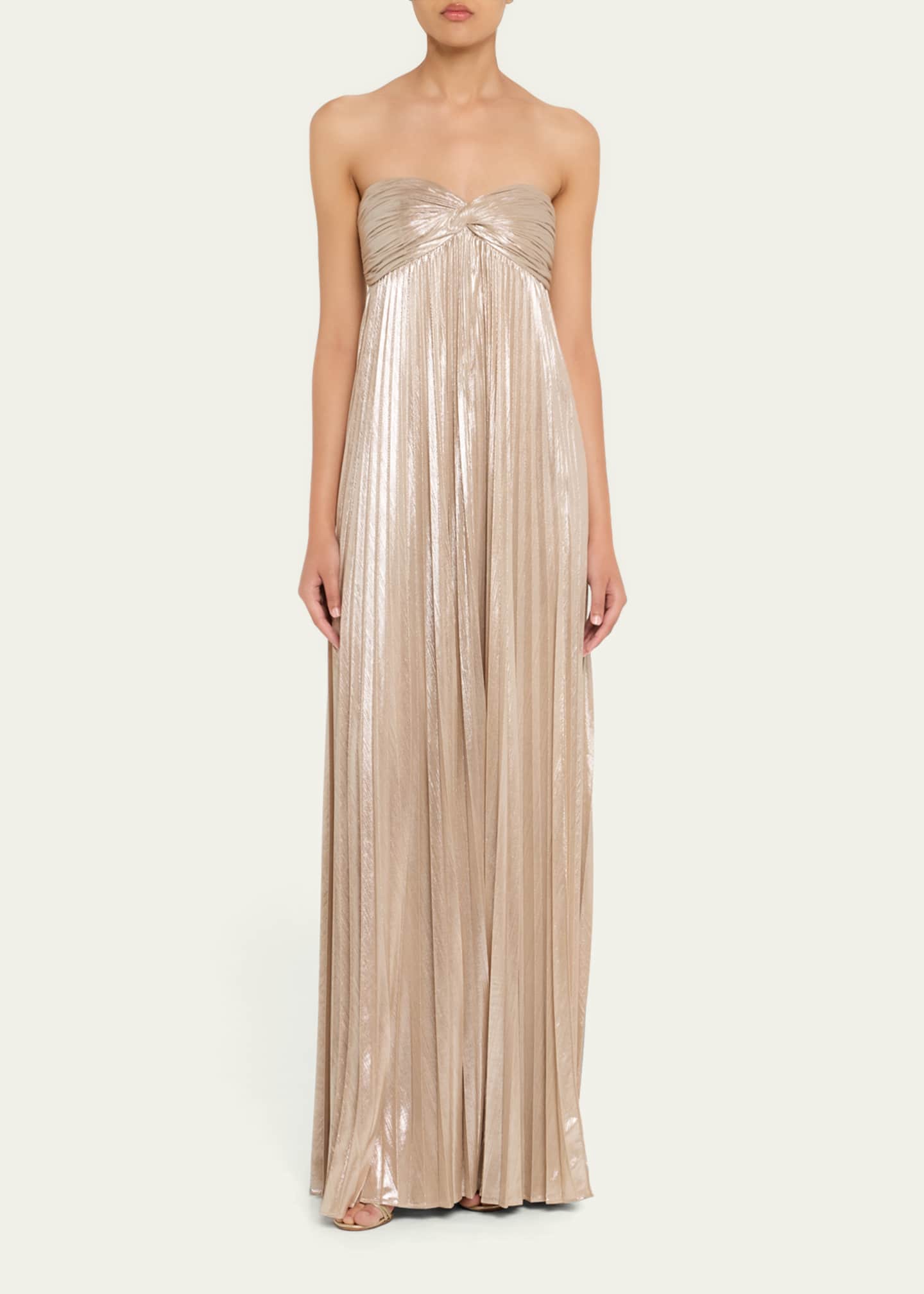 Retrofete Zoa Strapless Lamé Twisted-Bodice Gown Image 2 of 5
