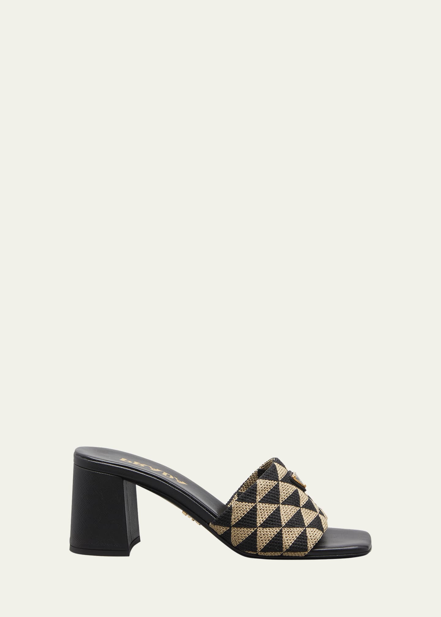 Prada Triangolo Jacquard Flat Slide Sandals Image 1 of 5