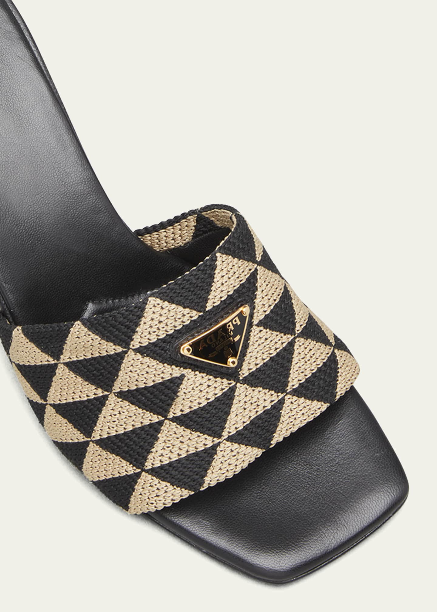 Prada Triangolo Jacquard Flat Slide Sandals Image 5 of 5