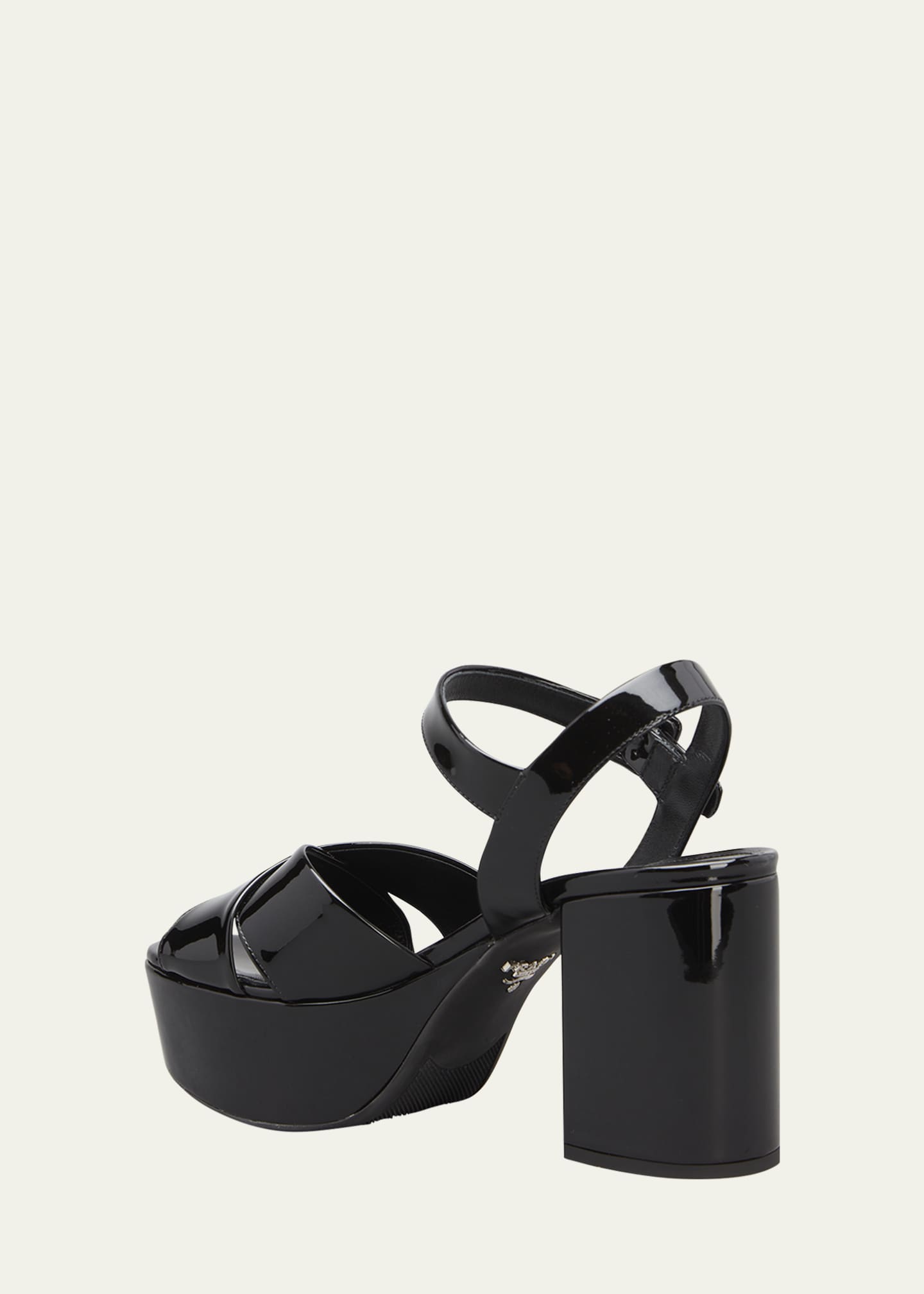 Prada Vernice Patent Leather Crisscross Platform Sandals - Bergdorf Goodman