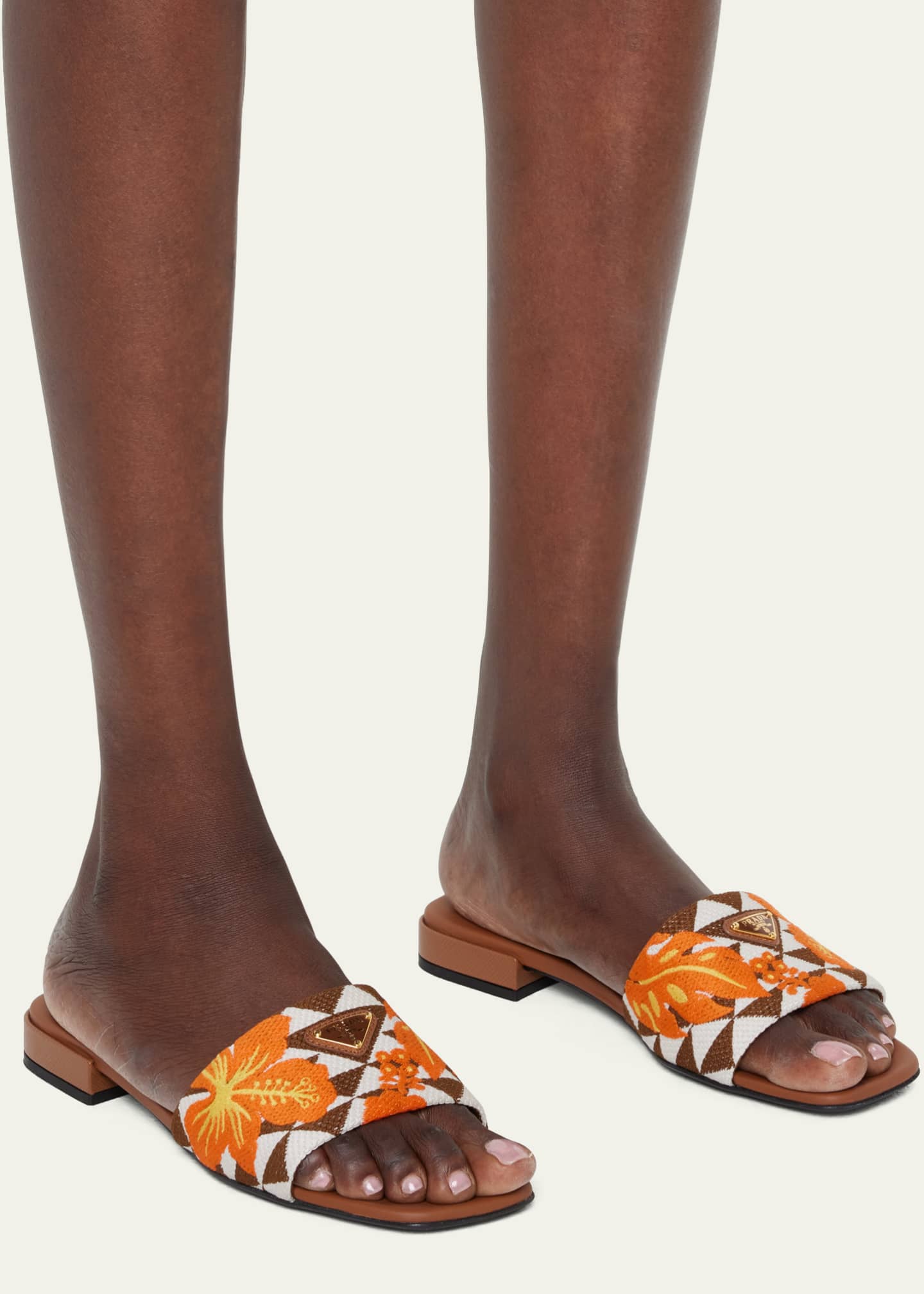 Prada Triangolo Ibiscus Flat Slide Sandals Bergdorf Goodman