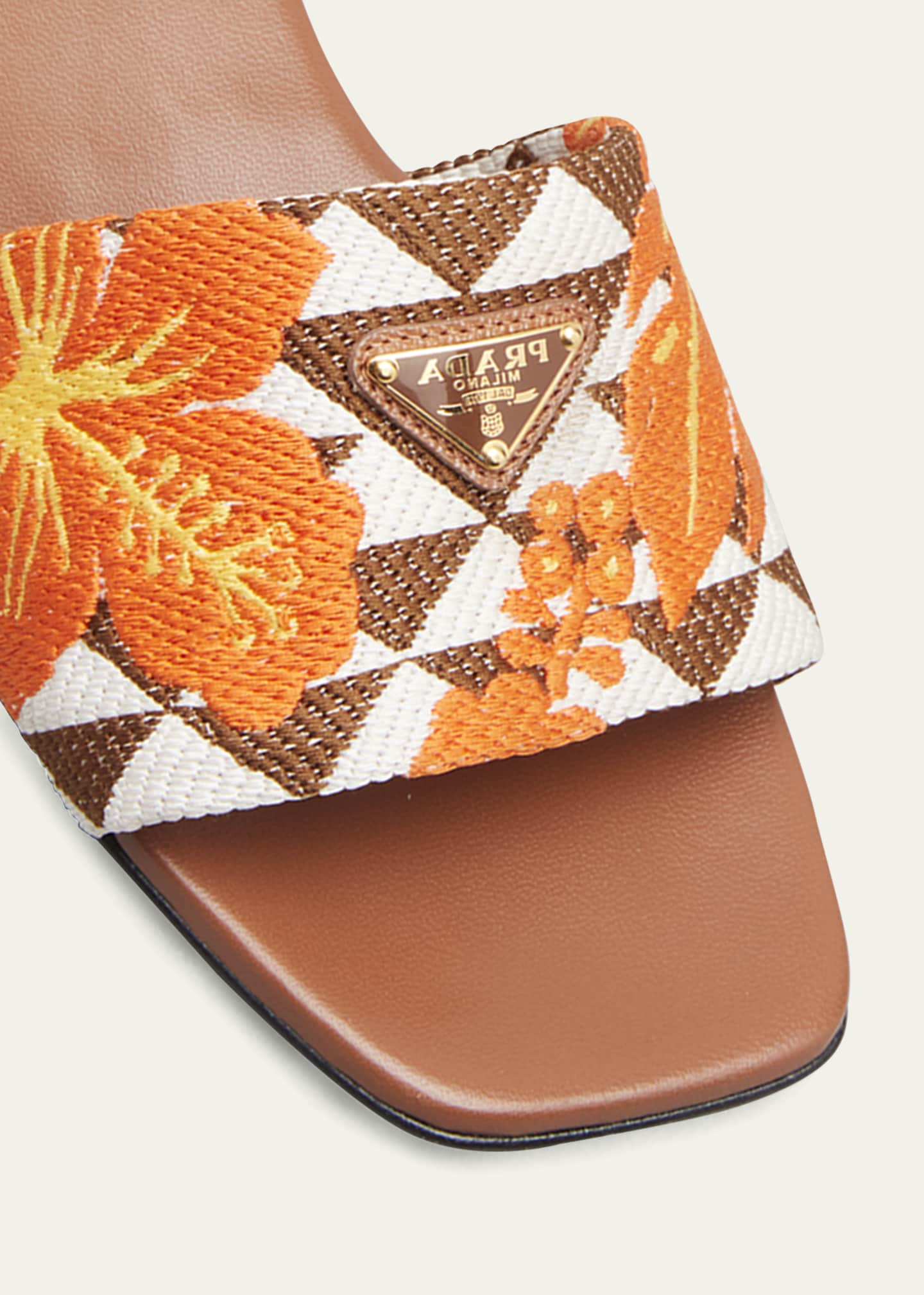 Prada Triangolo Ibiscus Flat Slide Sandals Bergdorf Goodman