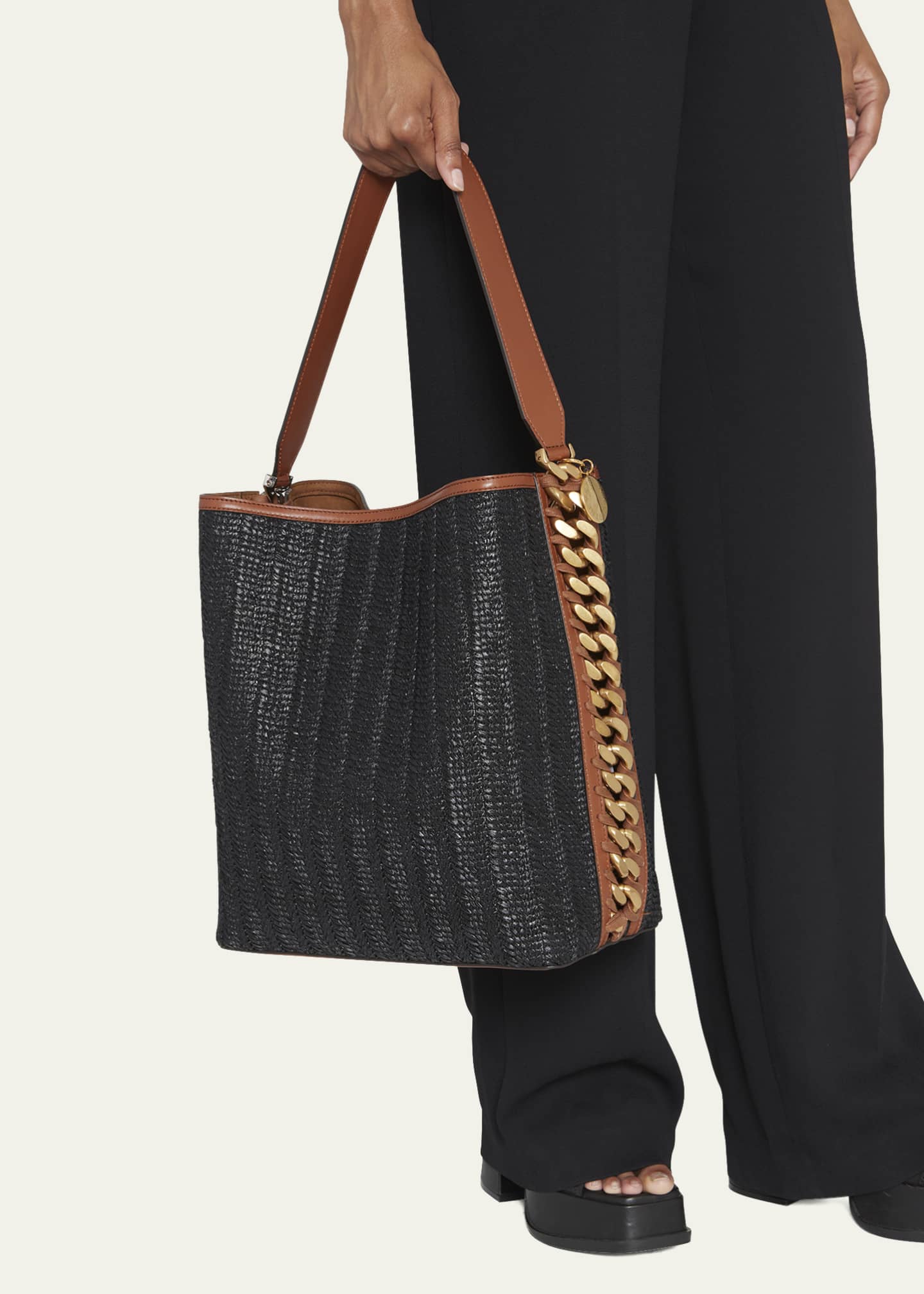 Stella Shopper Bag - Black Raffia