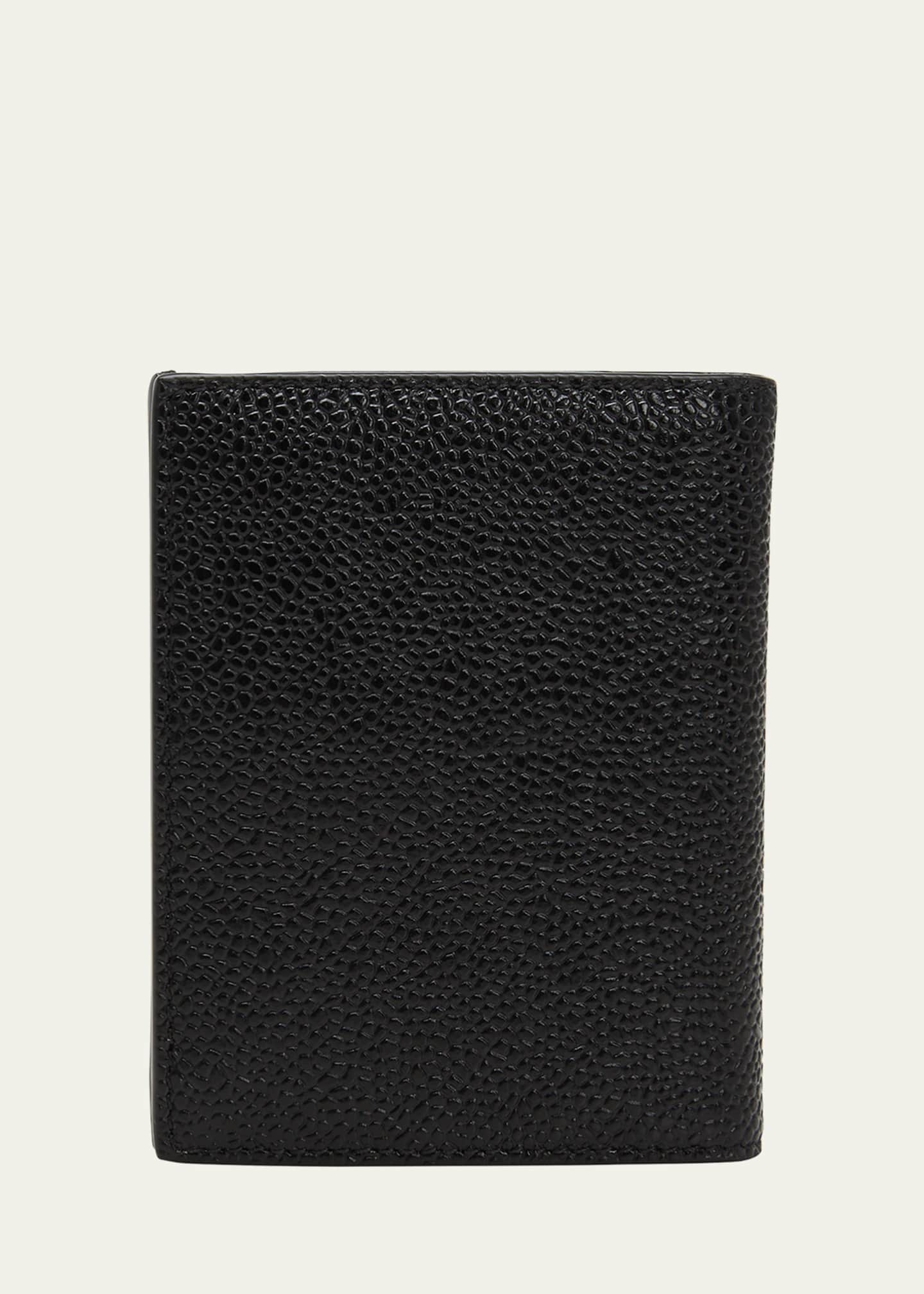 Thom Browne Men's Pebble Leather Billfold Wallet with Coin Compartment ...