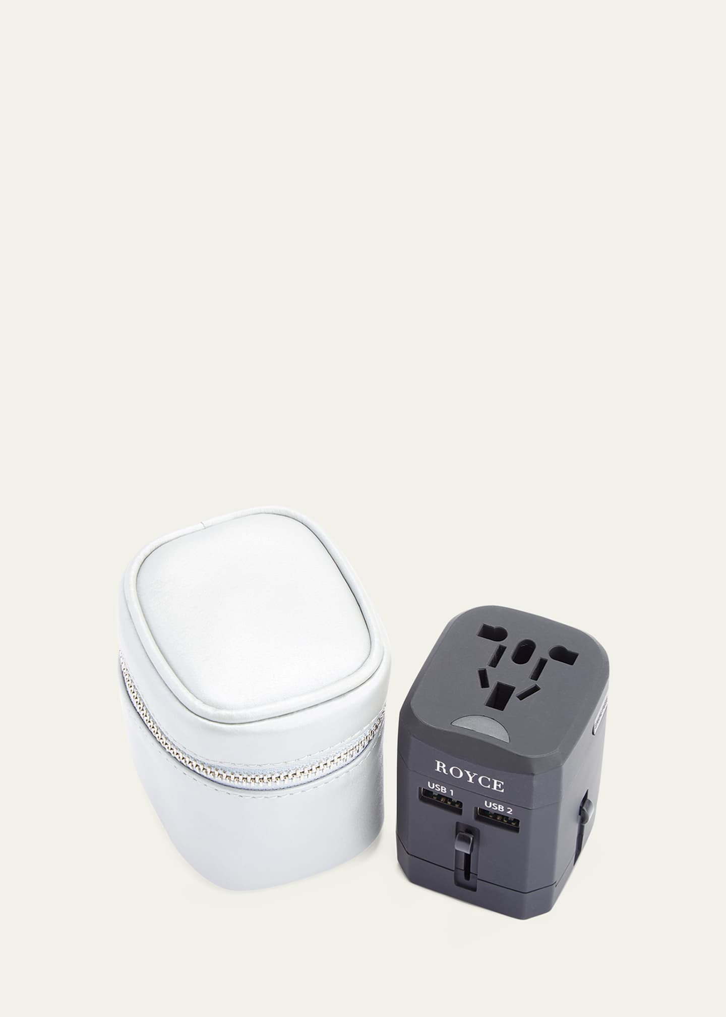 ROYCE New York International Travel Adapter & Monogrammed Leather Case Set Image 2 of 2