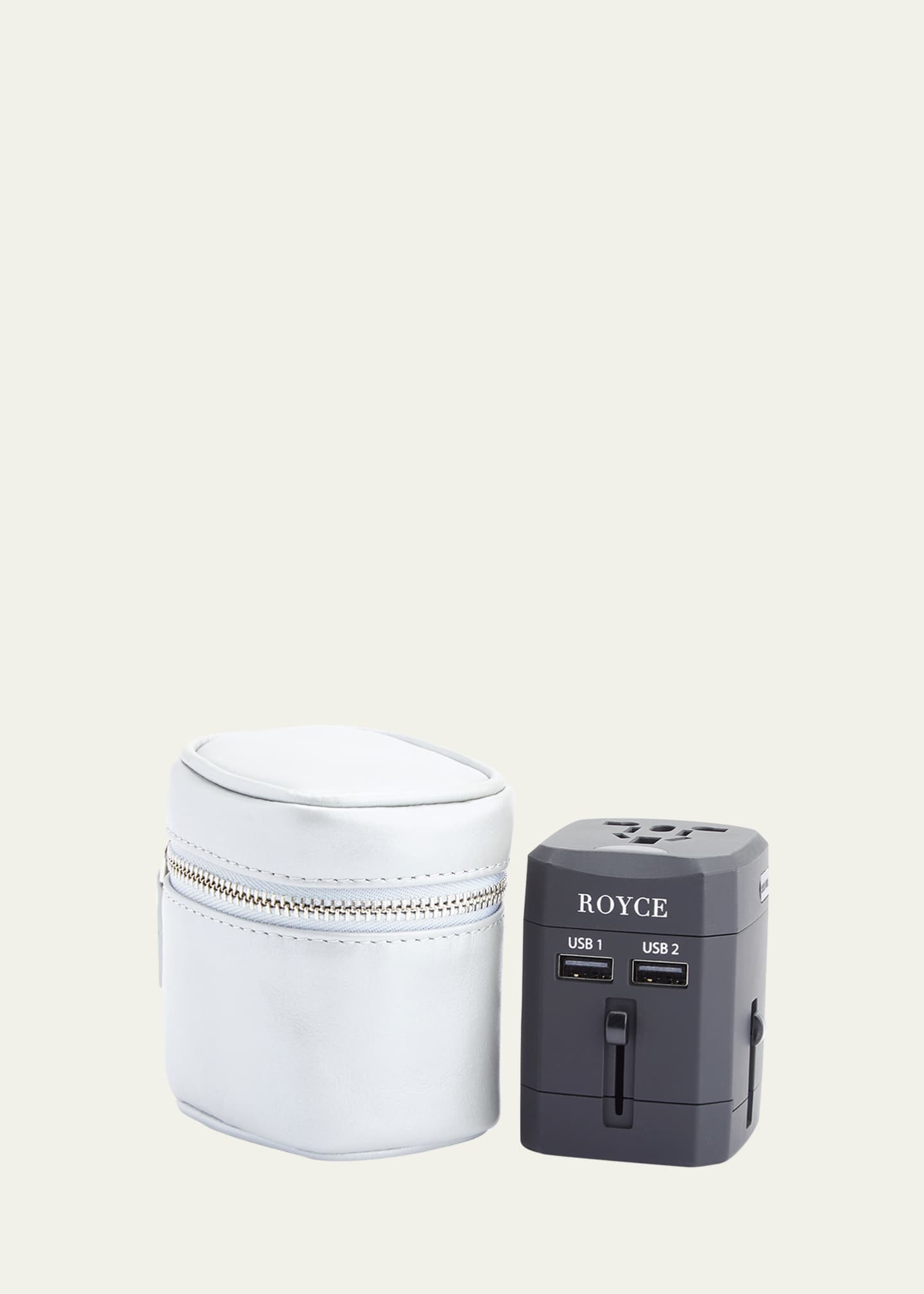 ROYCE New York International Travel Adapter & Monogrammed Leather Case Set Image 1 of 2