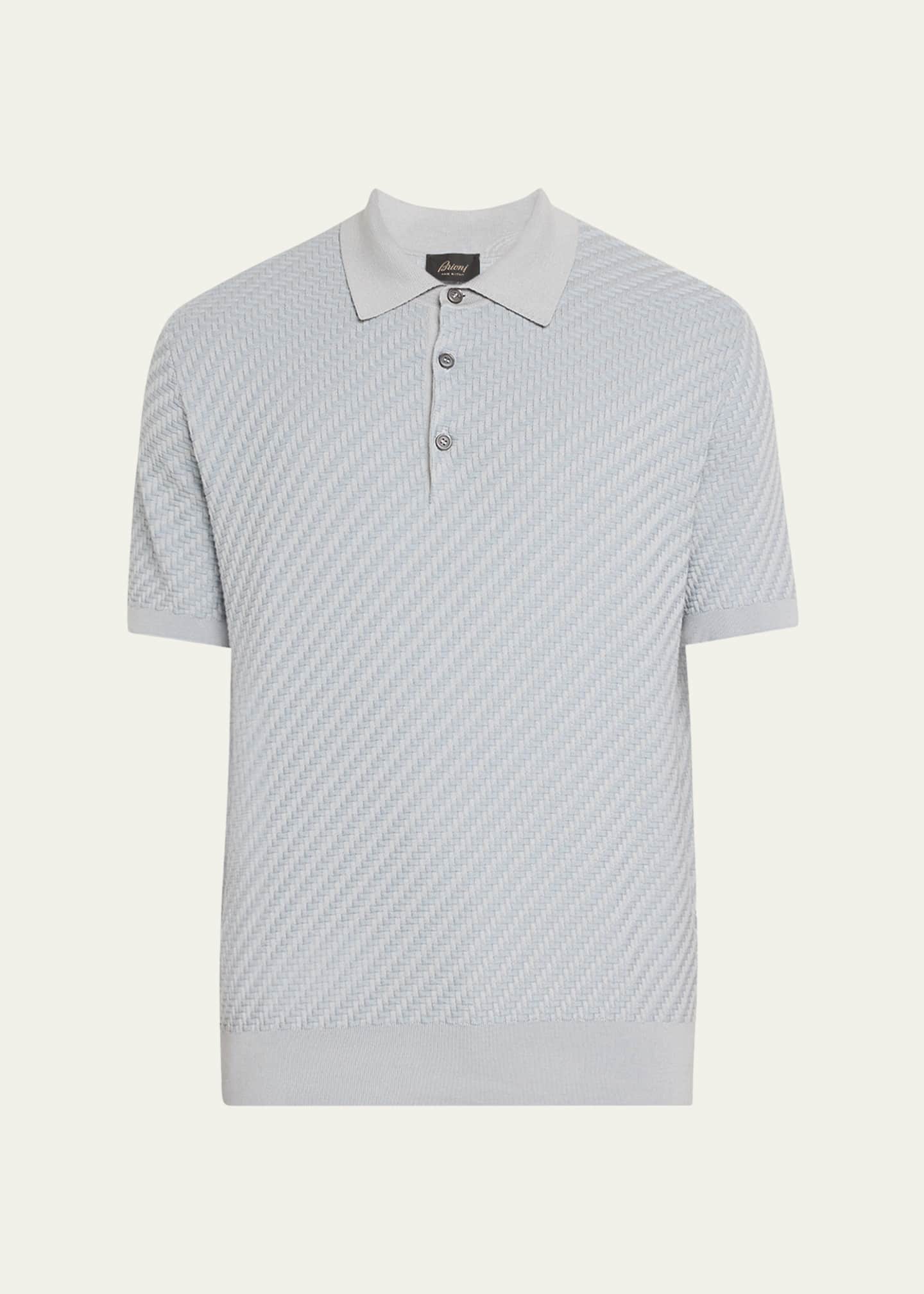 Brioni Men's Basketweave Stitch Polo Sweater Image 1 of 5
