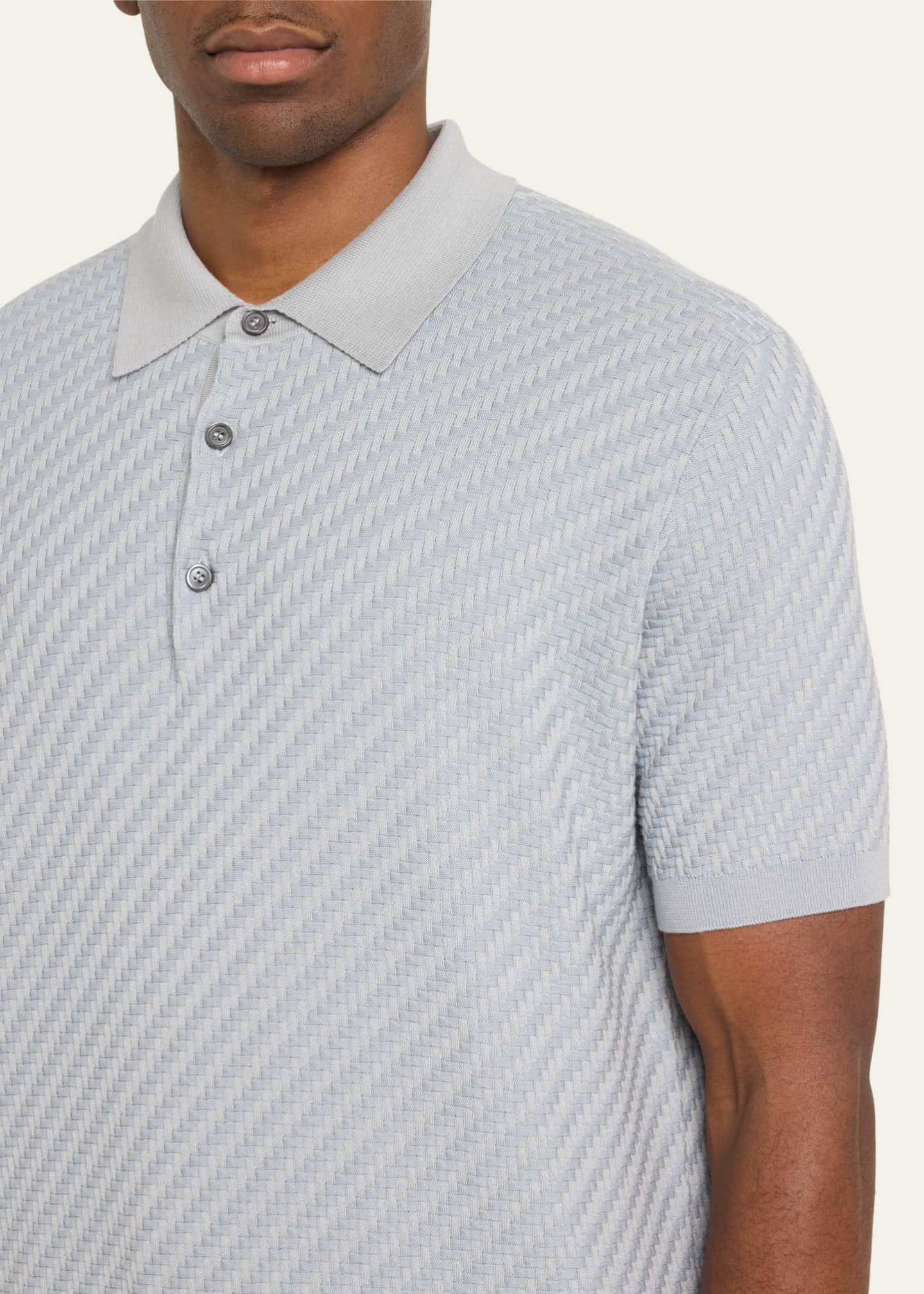 Brioni Men's Basketweave Stitch Polo Sweater Image 5 of 5