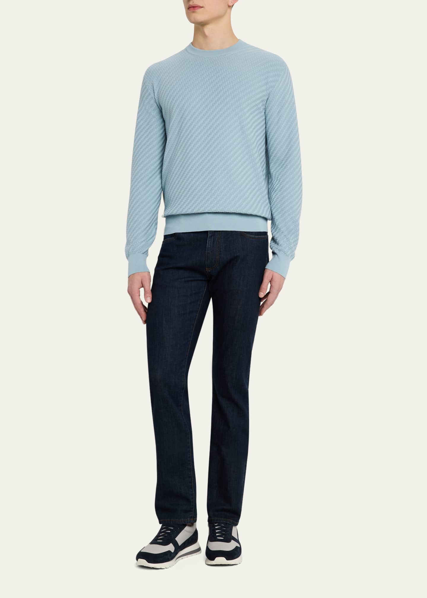 Brioni Men's Basketweave Crew Sweater Image 2 of 5