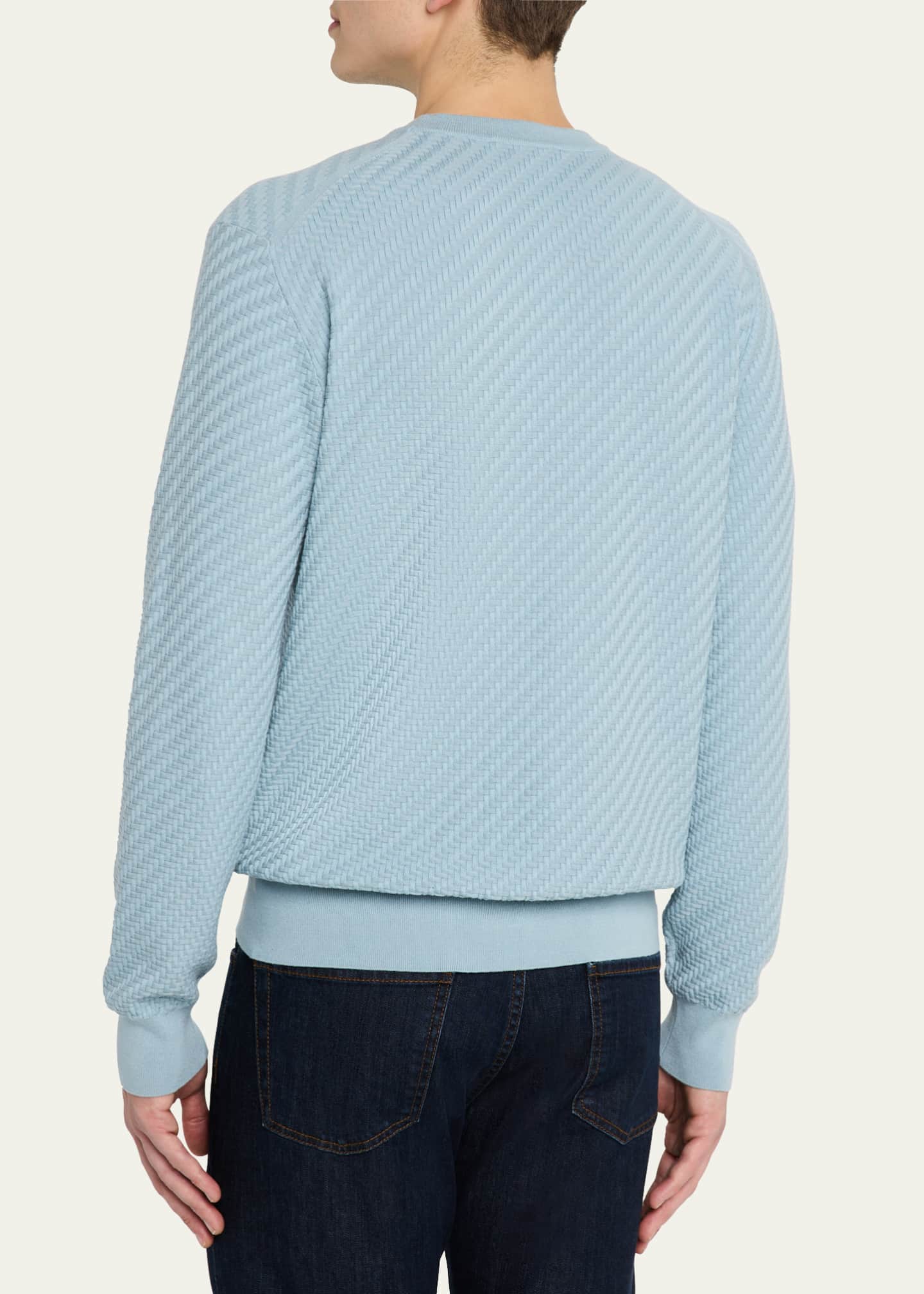 Brioni Men's Basketweave Crew Sweater Image 3 of 5