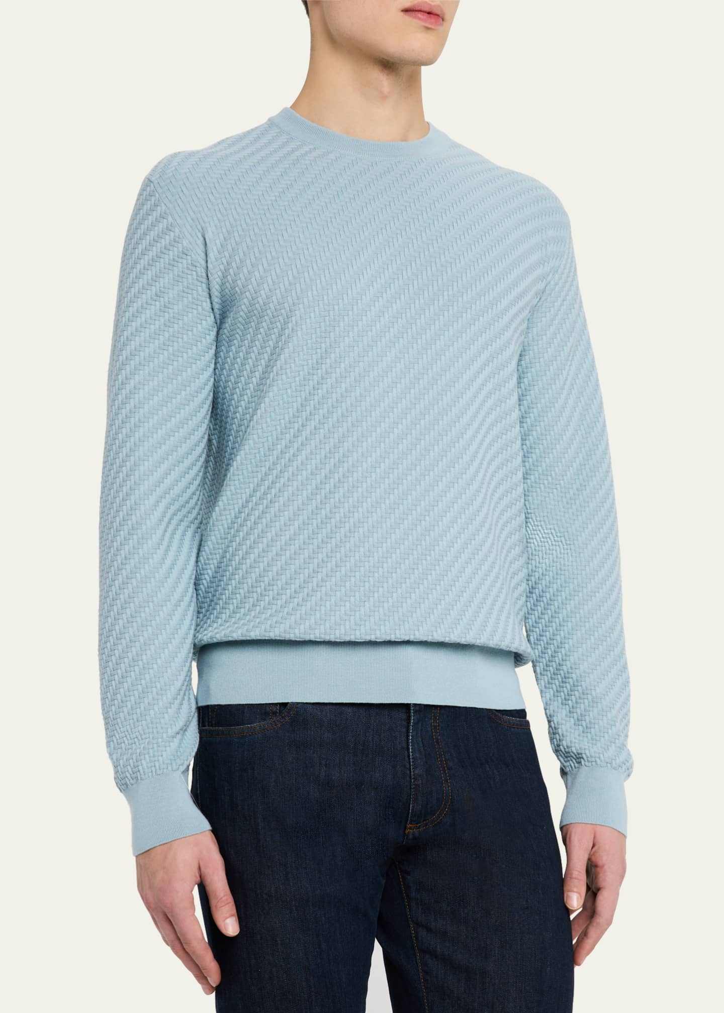 Brioni Men's Basketweave Crew Sweater Image 4 of 5