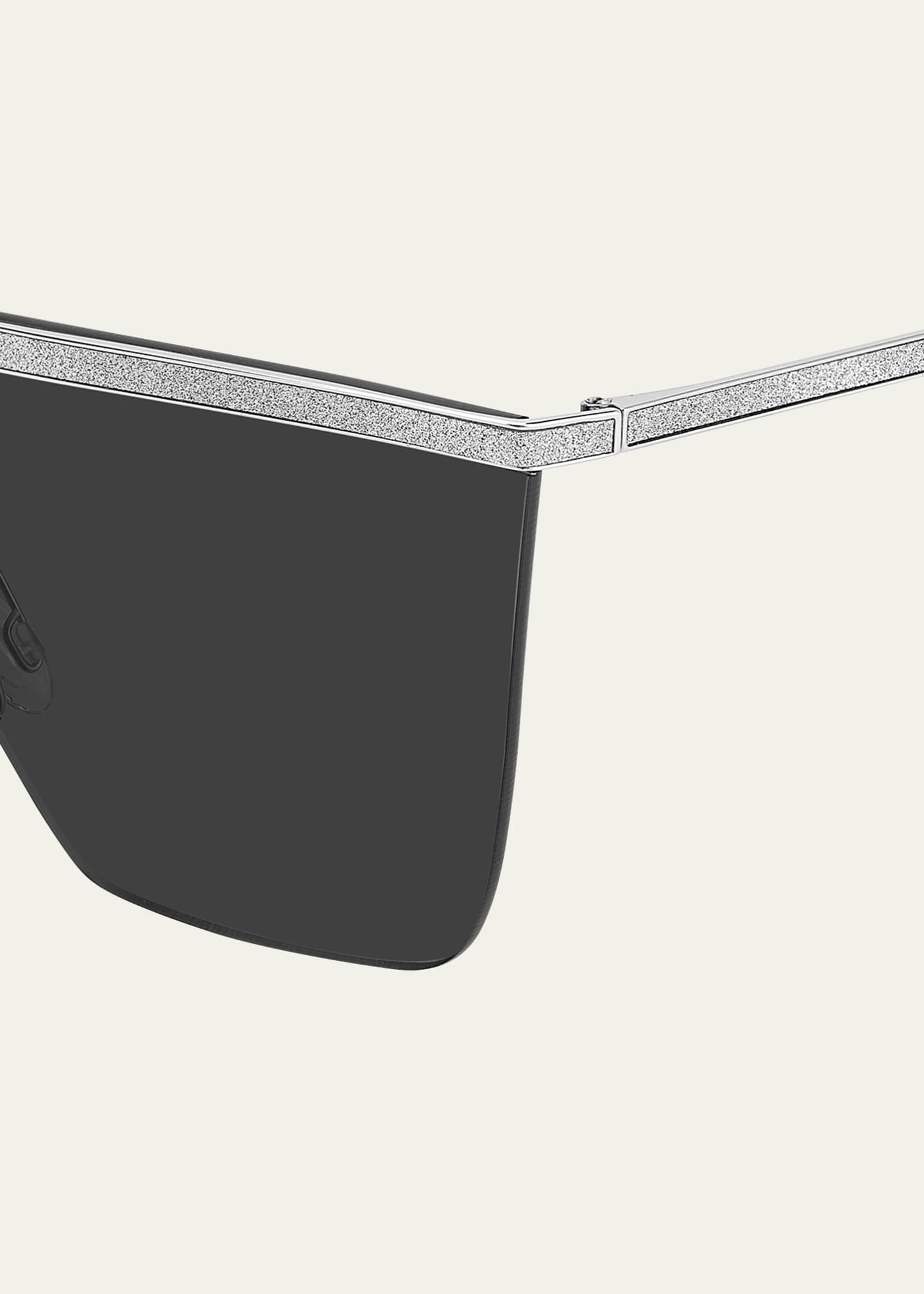 Jimmy Choo Leah Glitter Metal & Acetate Shield Sunglasses Bergdorf