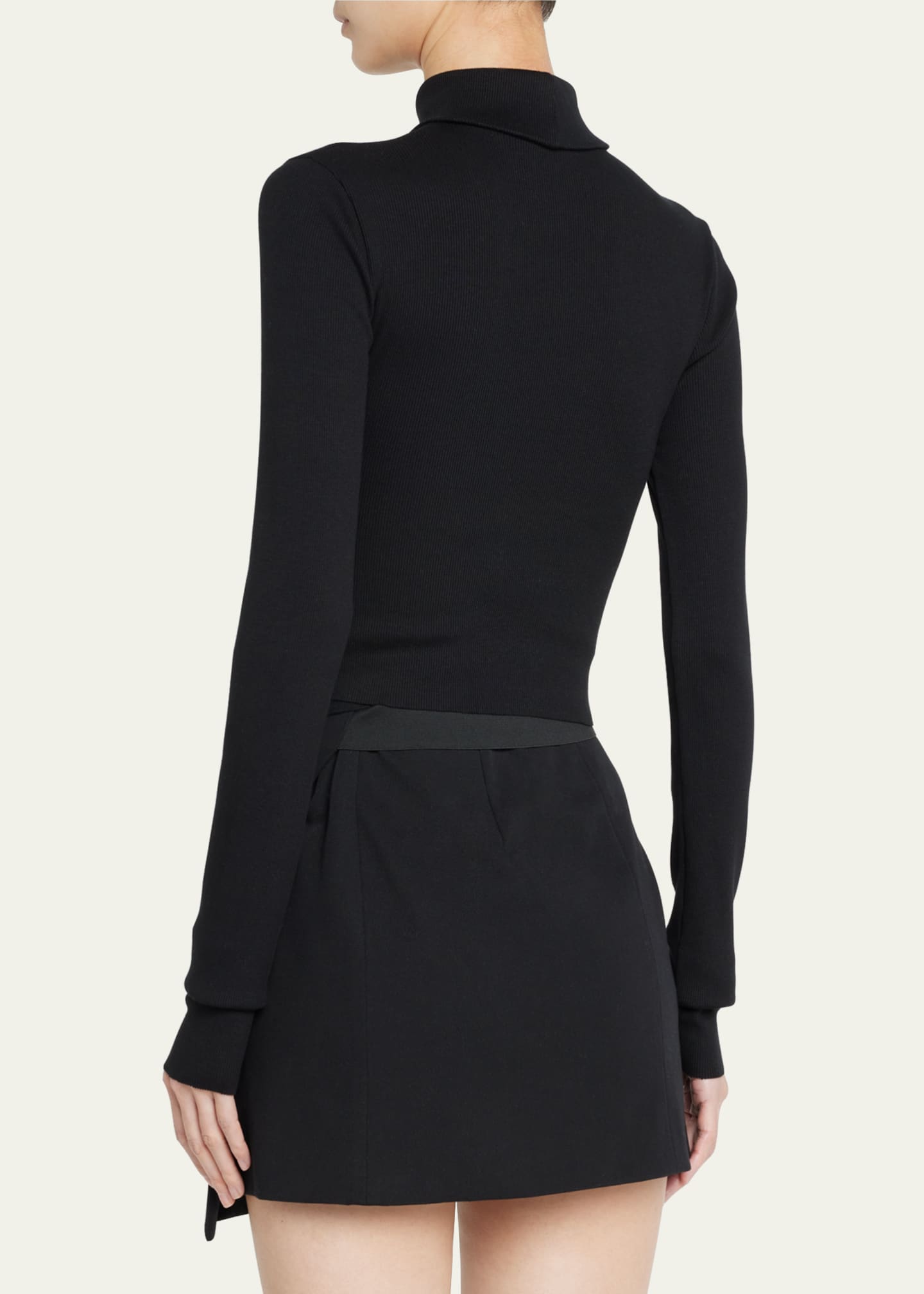 Cropped Fitted Turtleneck Top - Thumbnail 3
