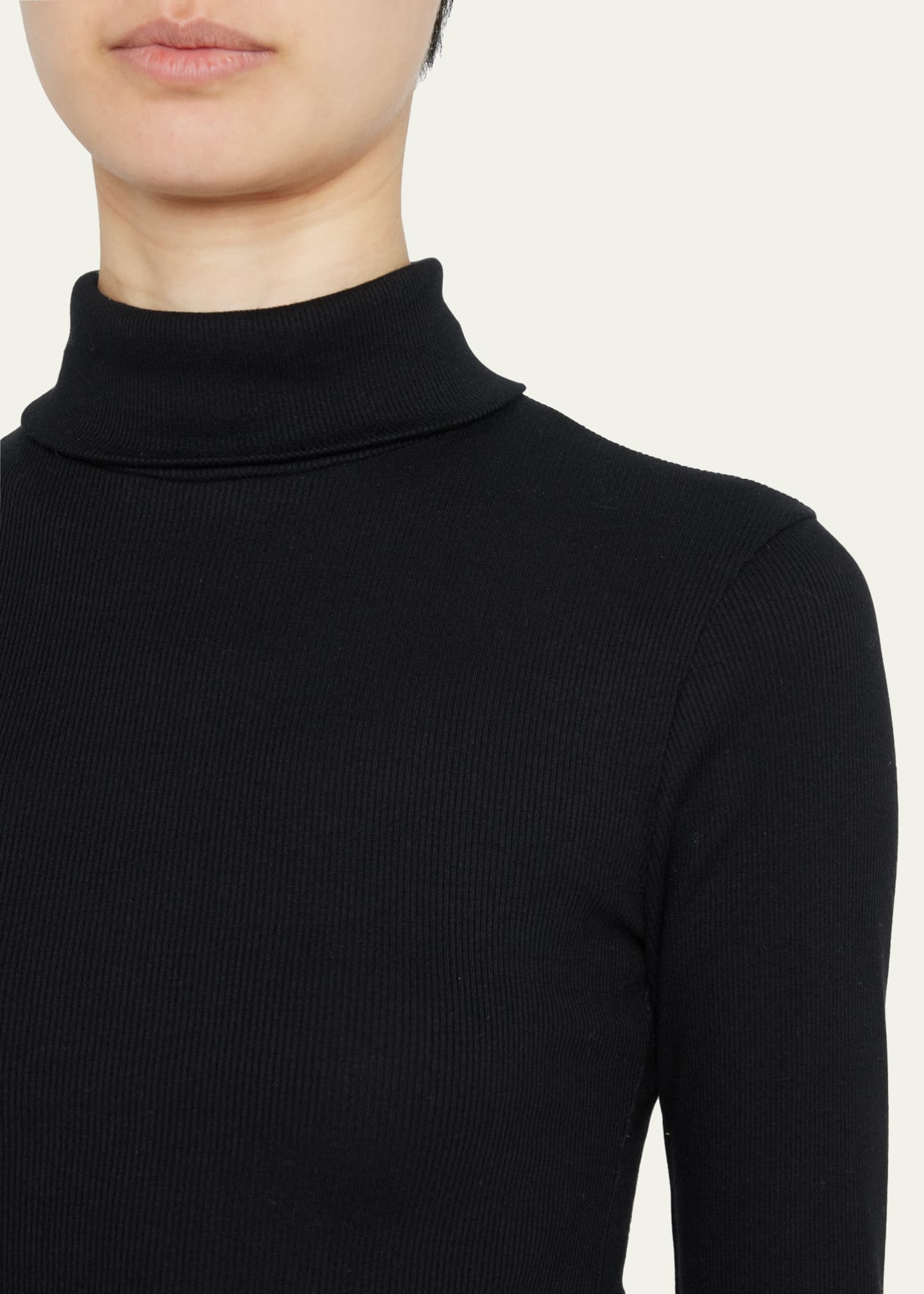 Cropped Fitted Turtleneck Top - Thumbnail 5