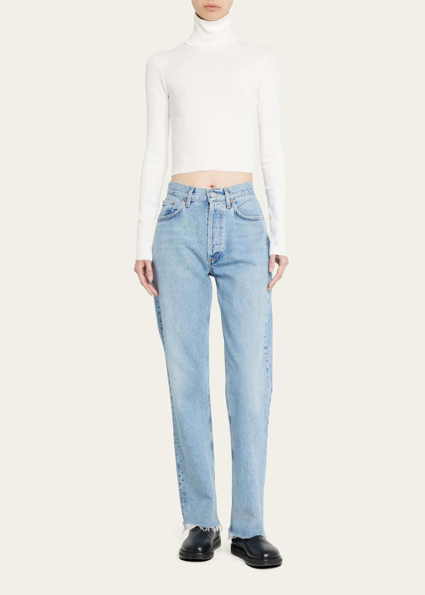 Eterne Cropped Fitted Turtleneck Top Image 2 of 5