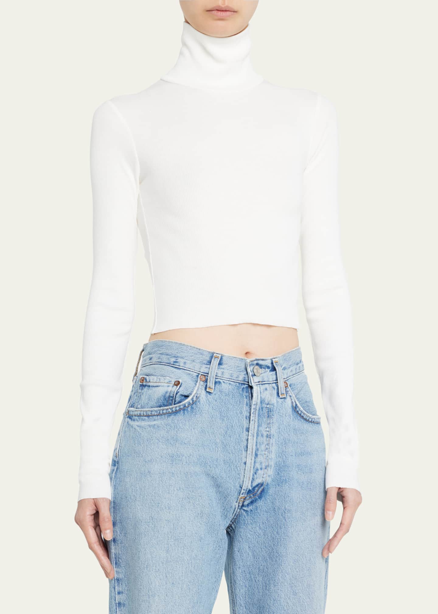 Eterne Cropped Fitted Turtleneck Top Image 4 of 5