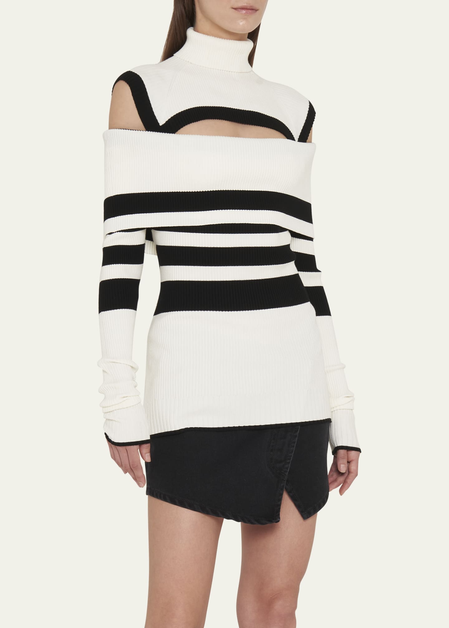 The Attico Women's Oversize Striped Cotton Shirt White