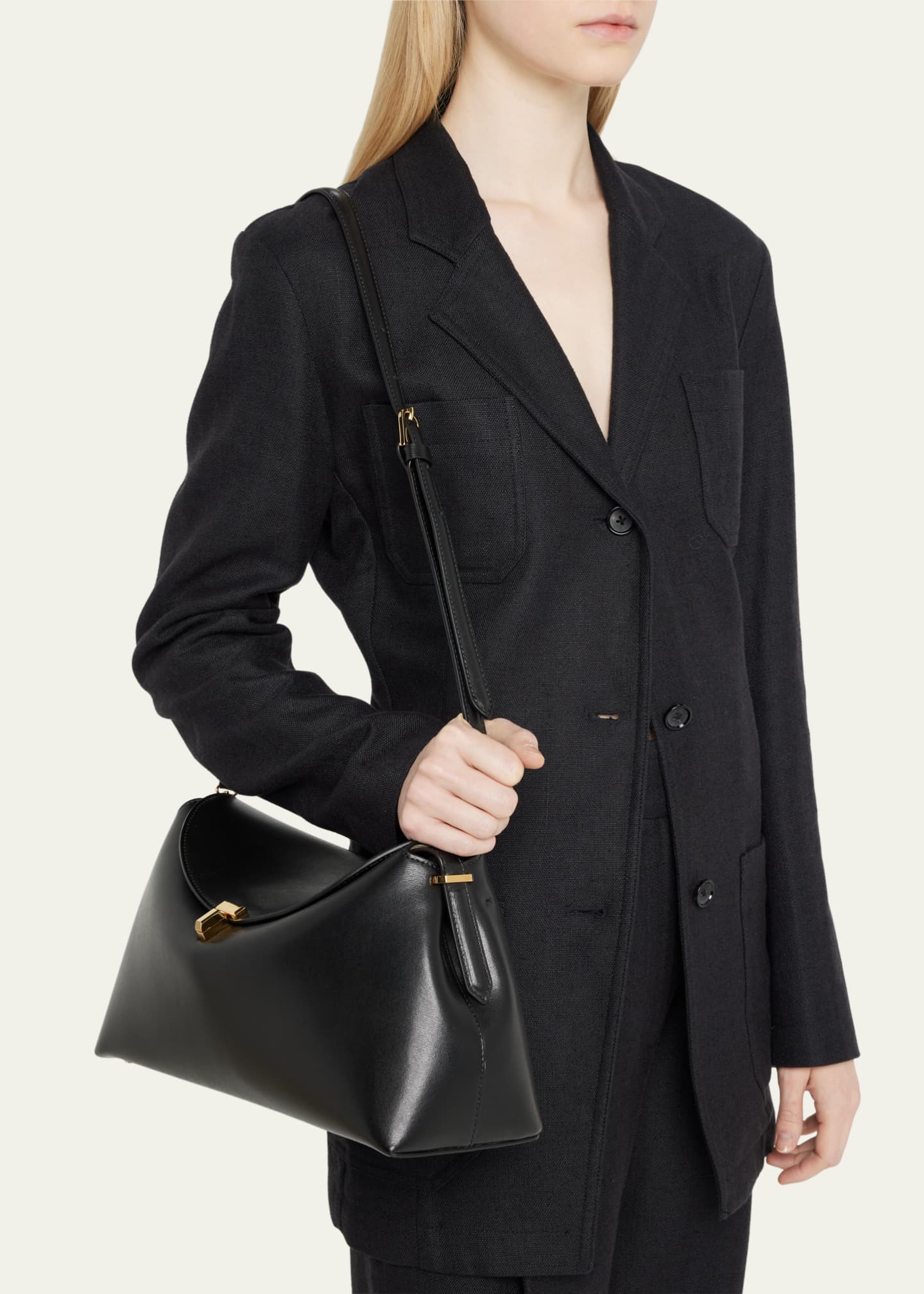 Toteme T-Lock Leather Top-Handle Bag - Bergdorf Goodman