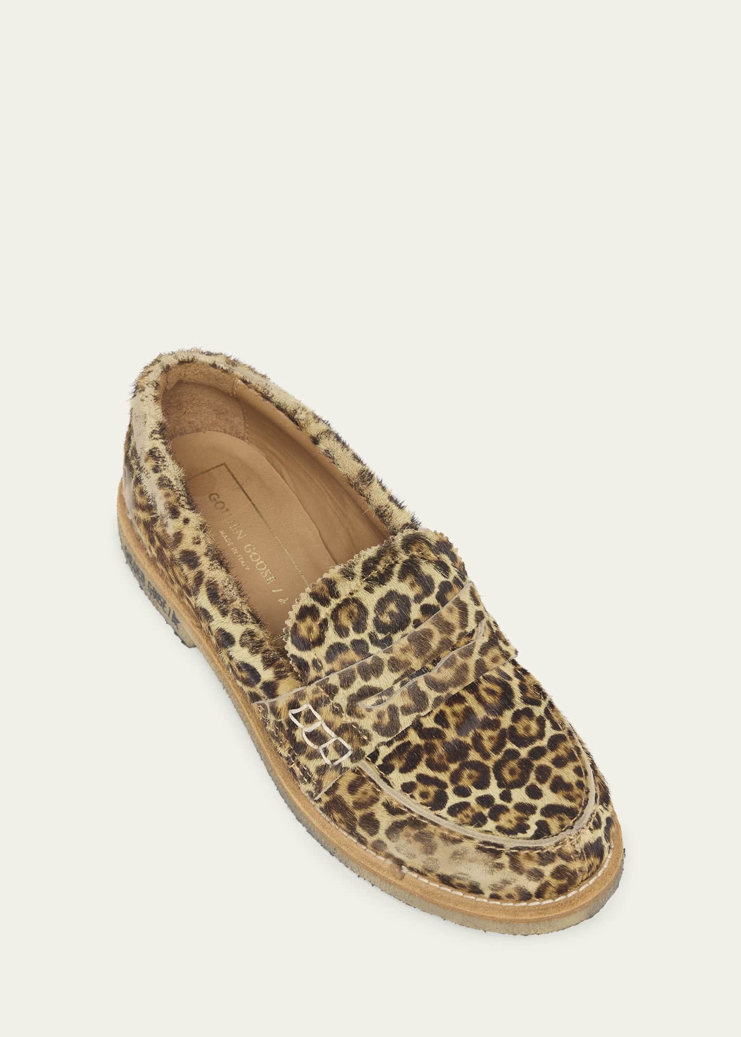 Golden Goose Jerry Leopard Penny Loafers Bergdorf Goodman