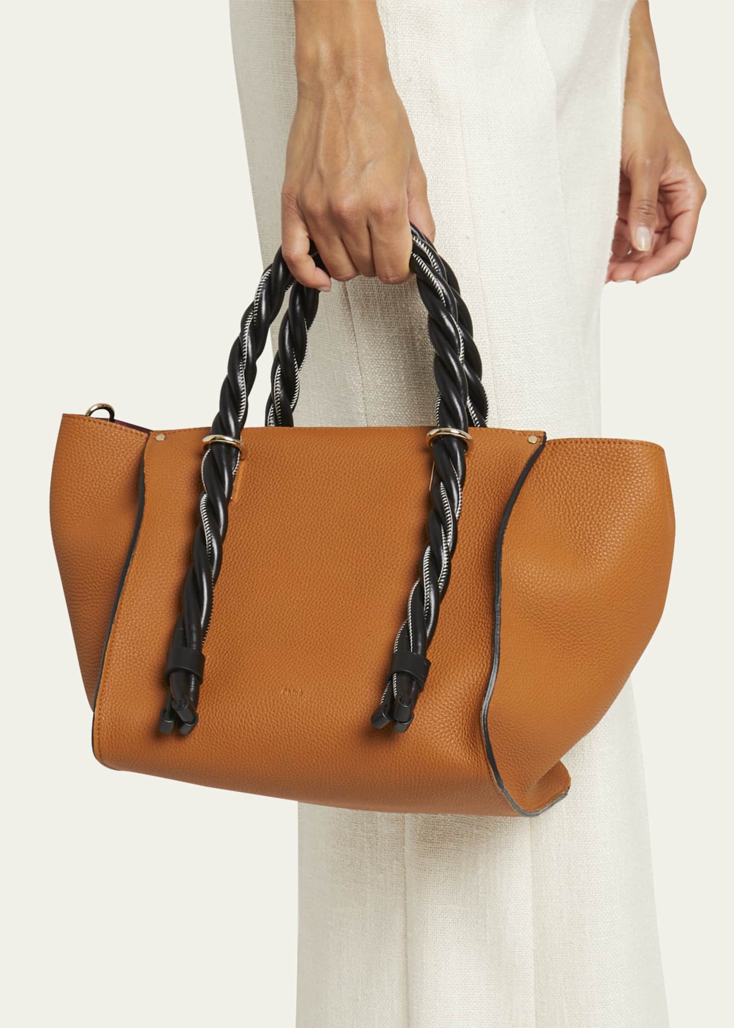 Chloe Oli Small Twisted Zip Leather Tote Bag Bergdorf Goodman