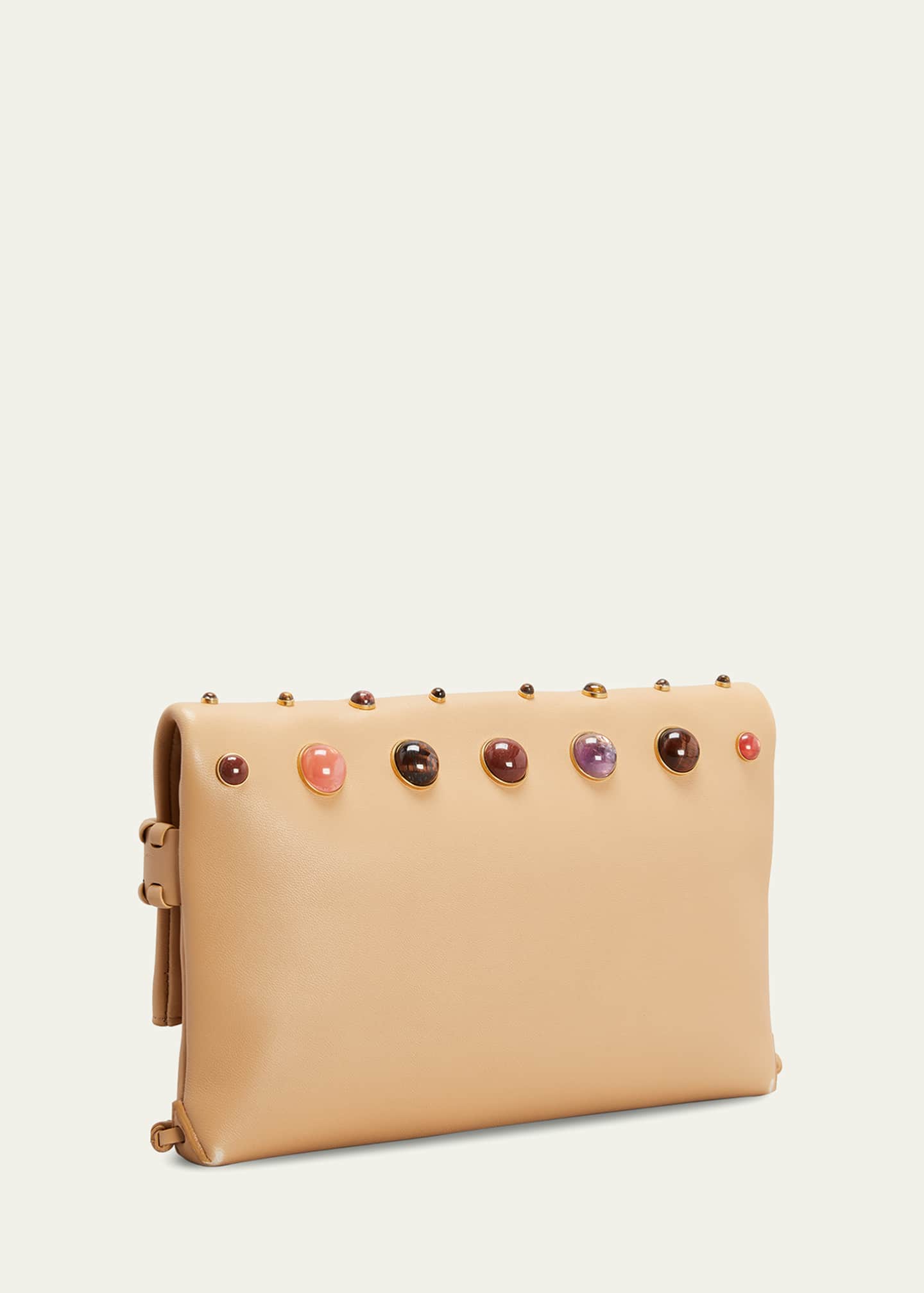 Chloe Mony Jewel FoldOver Leather Clutch Bag Bergdorf Goodman