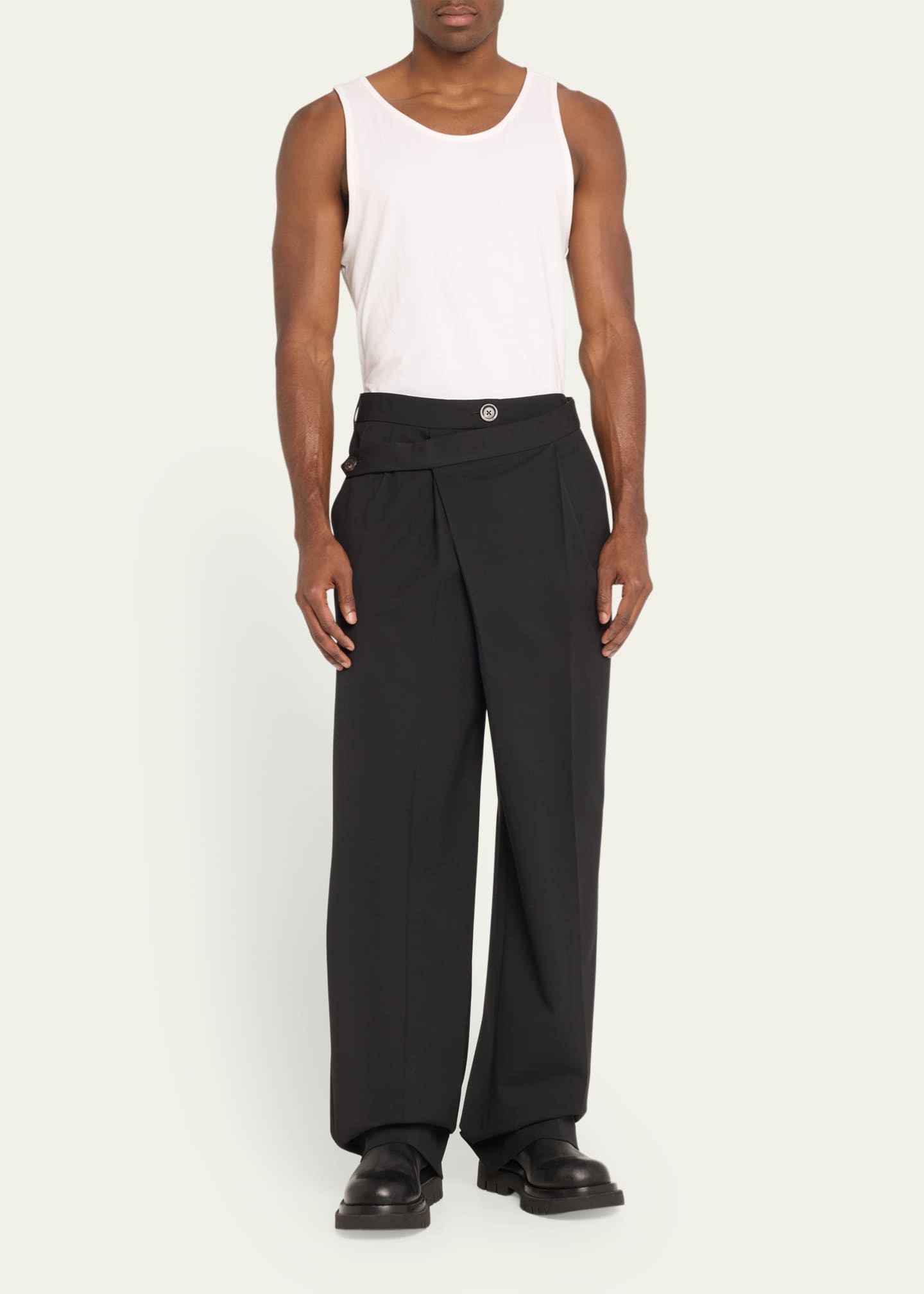 Peter Do Men's Pleated Pants with Wrap Closure Bergdorf Goodman