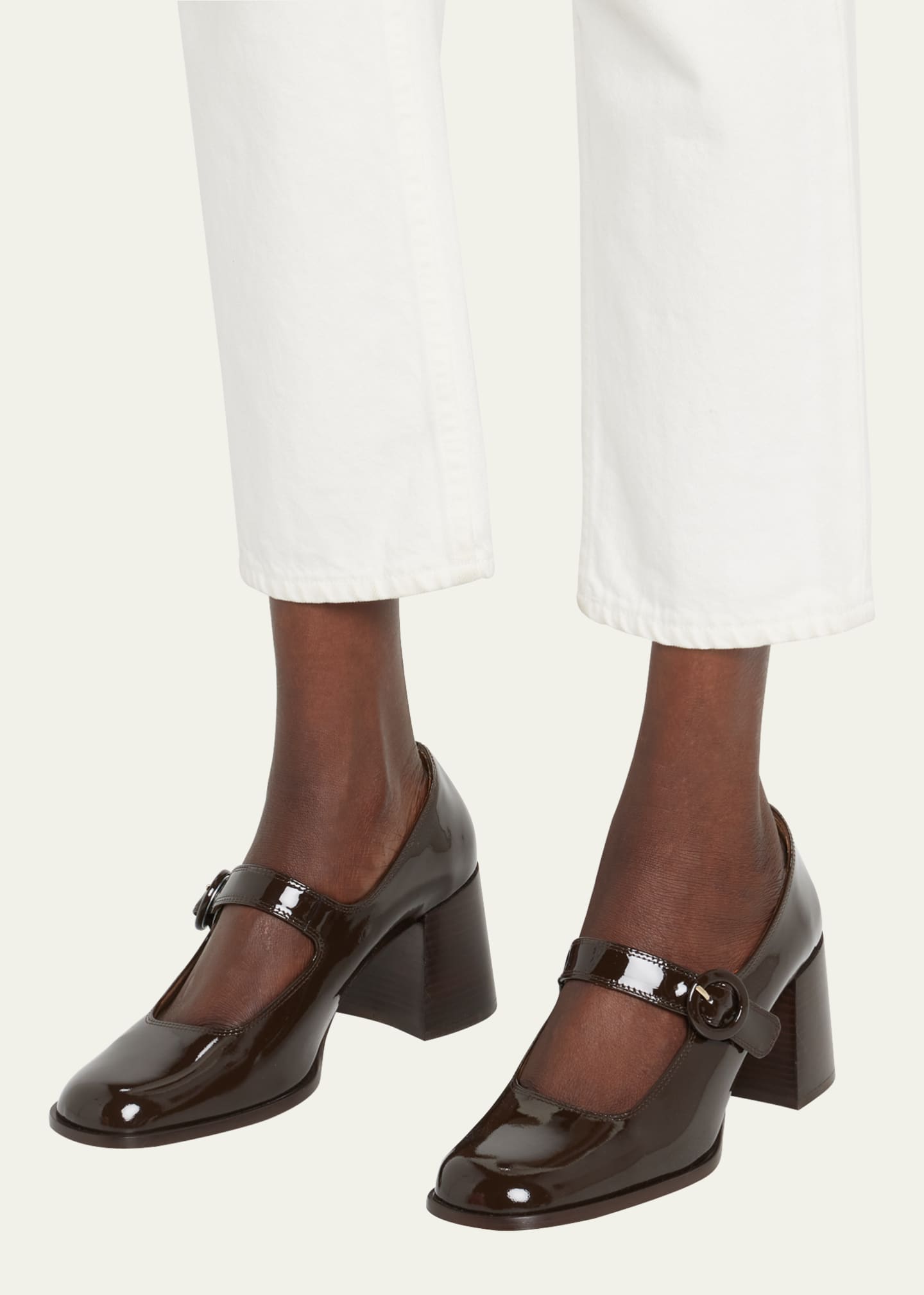 CAREN chocolate patent leather Mary Janes pumps