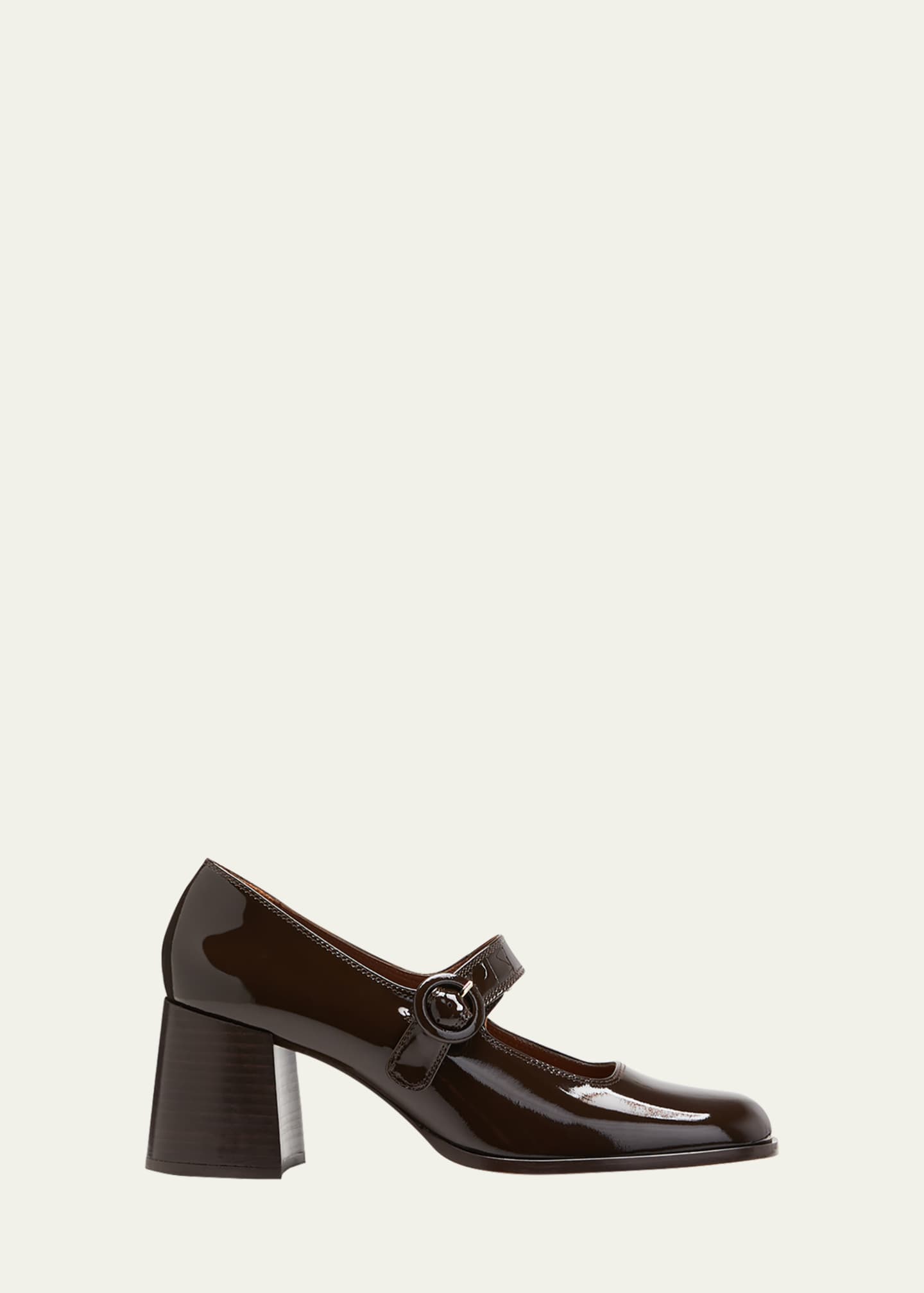 CAREN chocolate patent leather Mary Janes pumps
