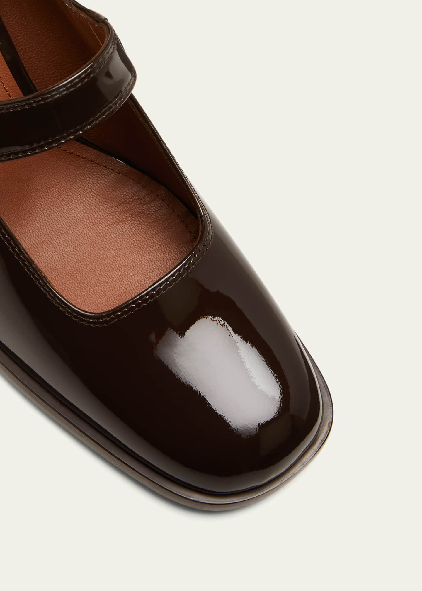 CAREN chocolate patent leather Mary Janes pumps