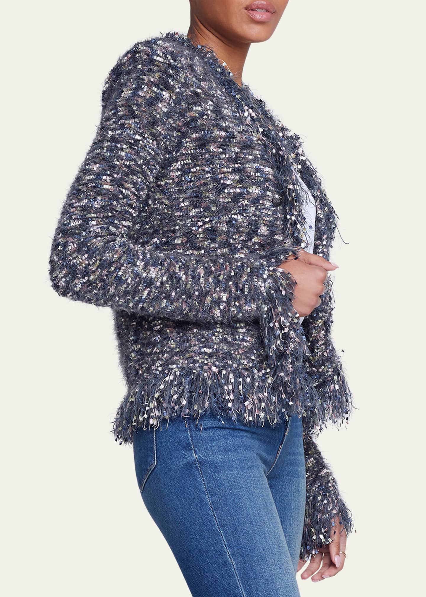 L'Agence Azure Fuzzy Cardigan Blazer Bergdorf Goodman
