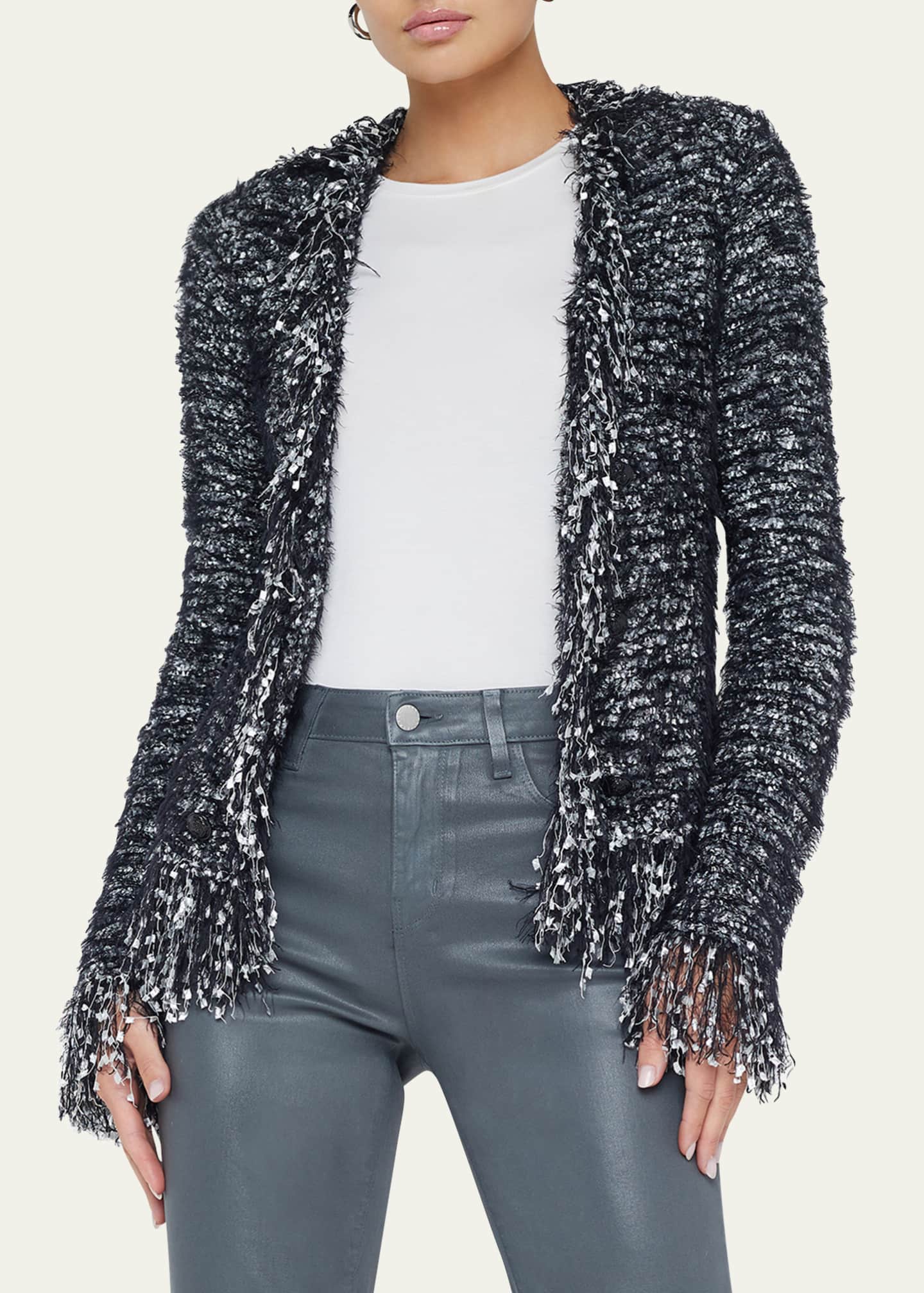 L'Agence Azure Fuzzy Cardigan Blazer Image 4 of 5
