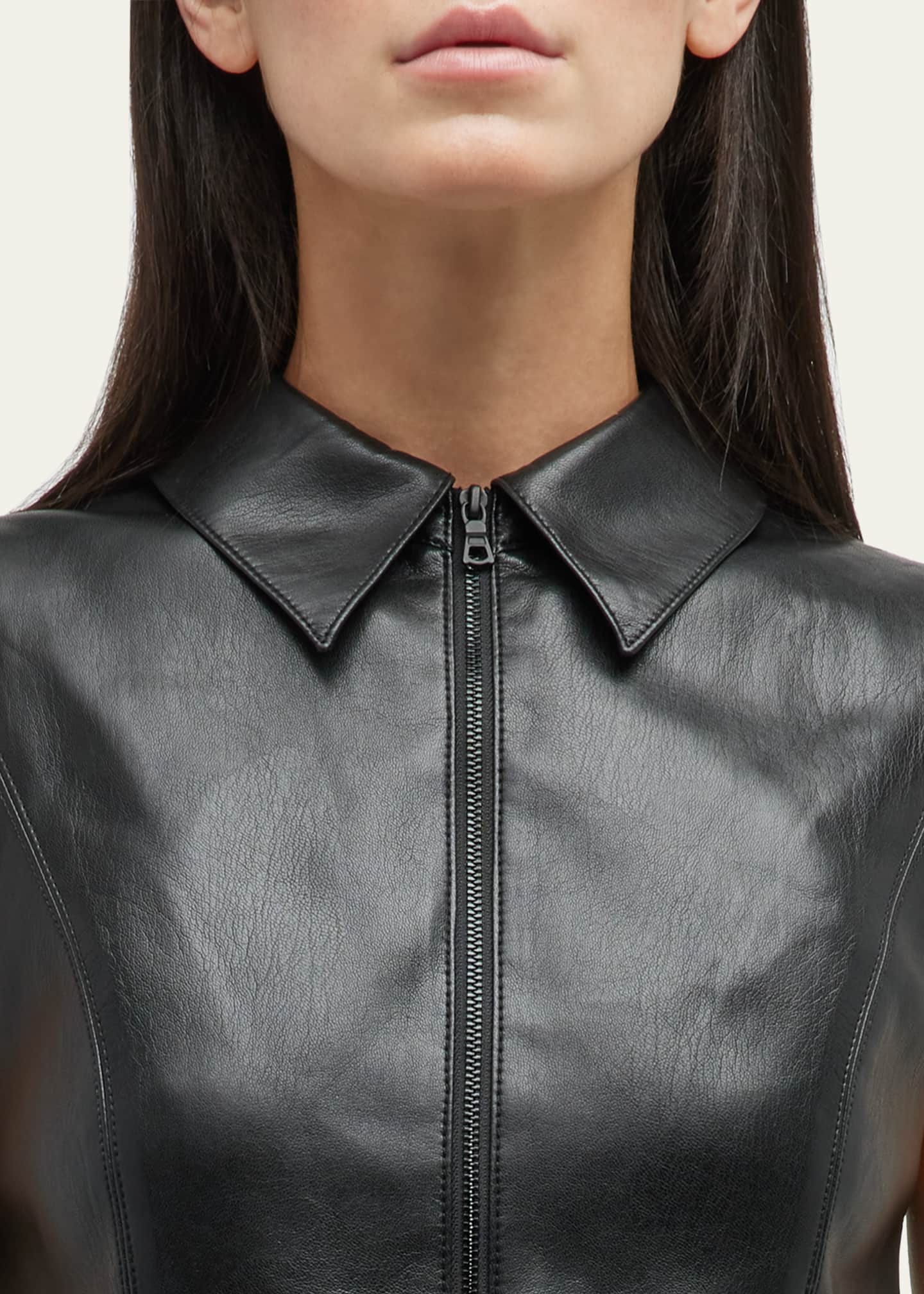Alice + Olivia Ellis Front-Zip Vegan Leather Mini Dress - Bergdorf Goodman