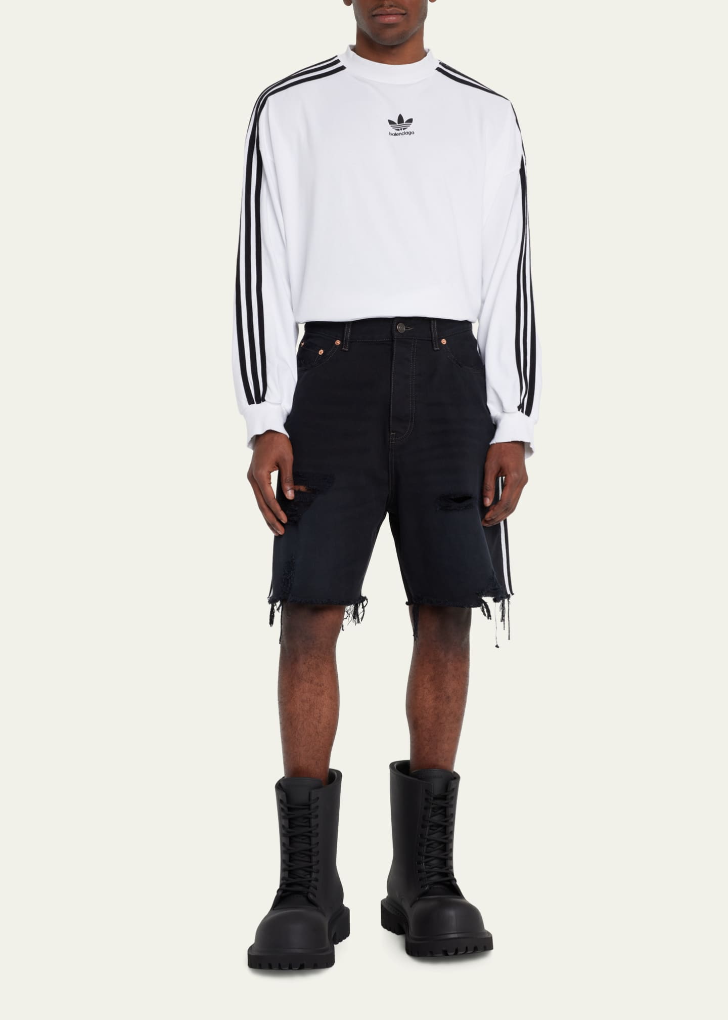Balenciaga x Adidas Men's Denim Shorts - Bergdorf Goodman