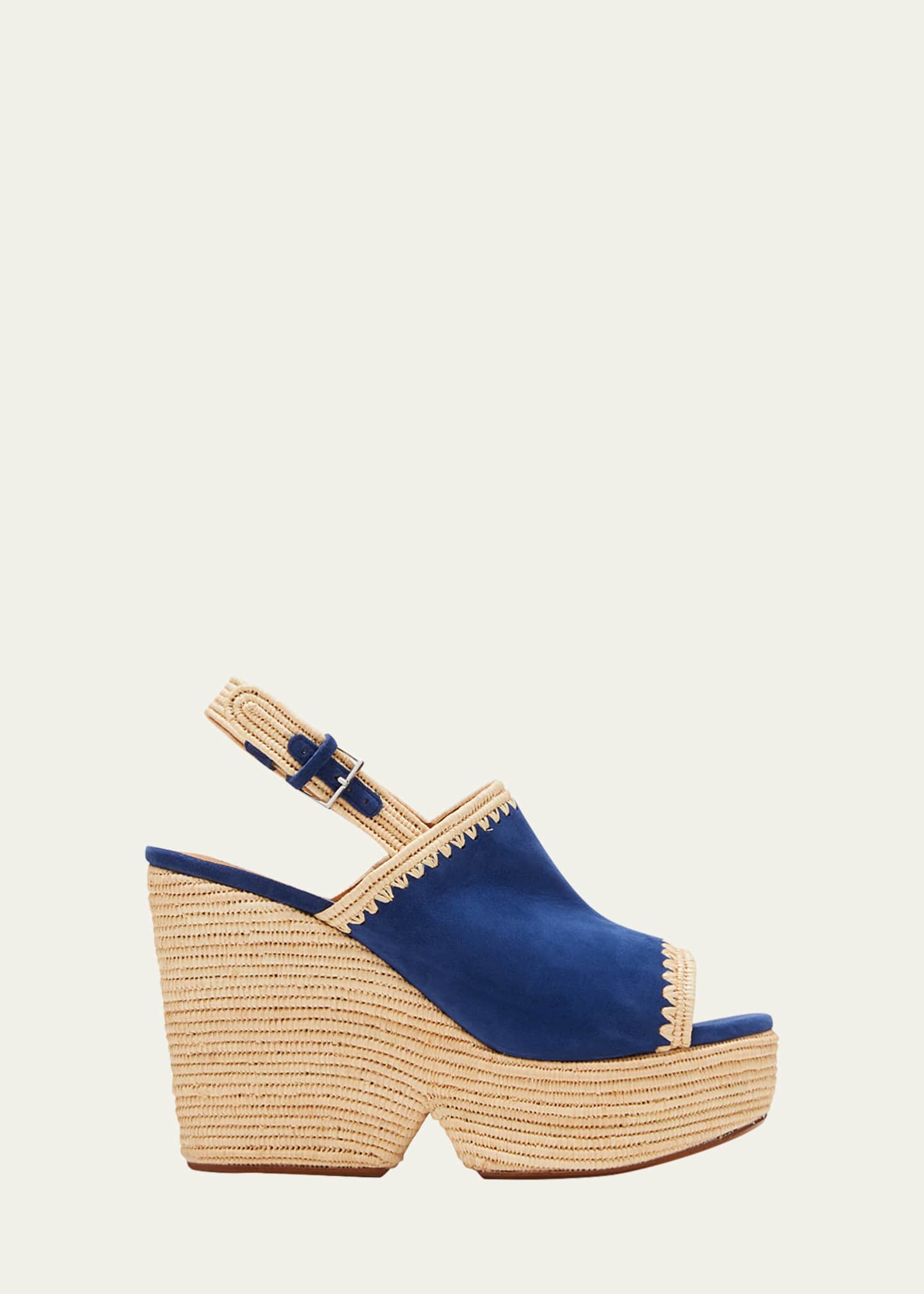 Prada suede and raffia online platform sandals
