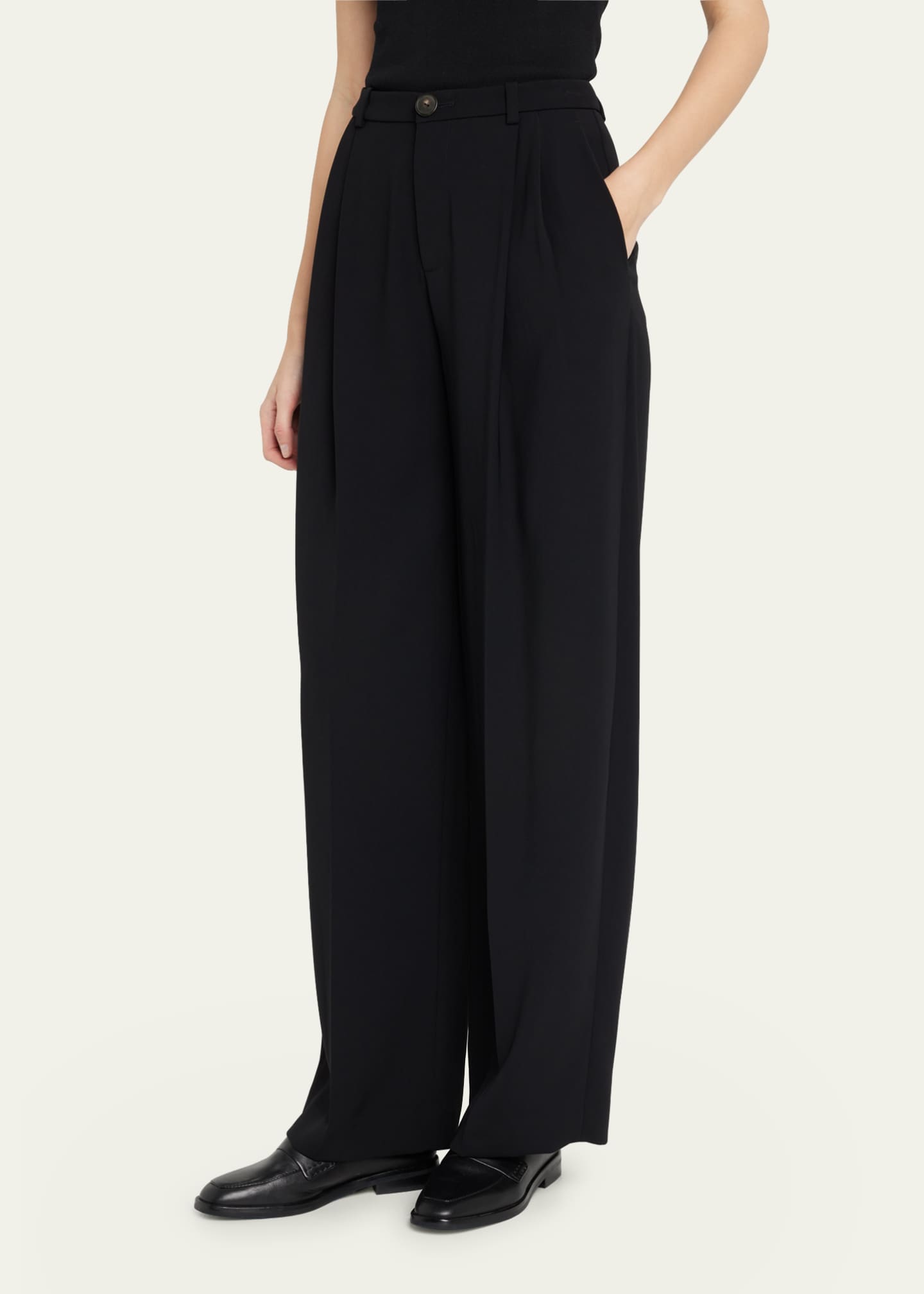 Vince Drop-Waist Pleated Crepe Trousers Image 4 of 5