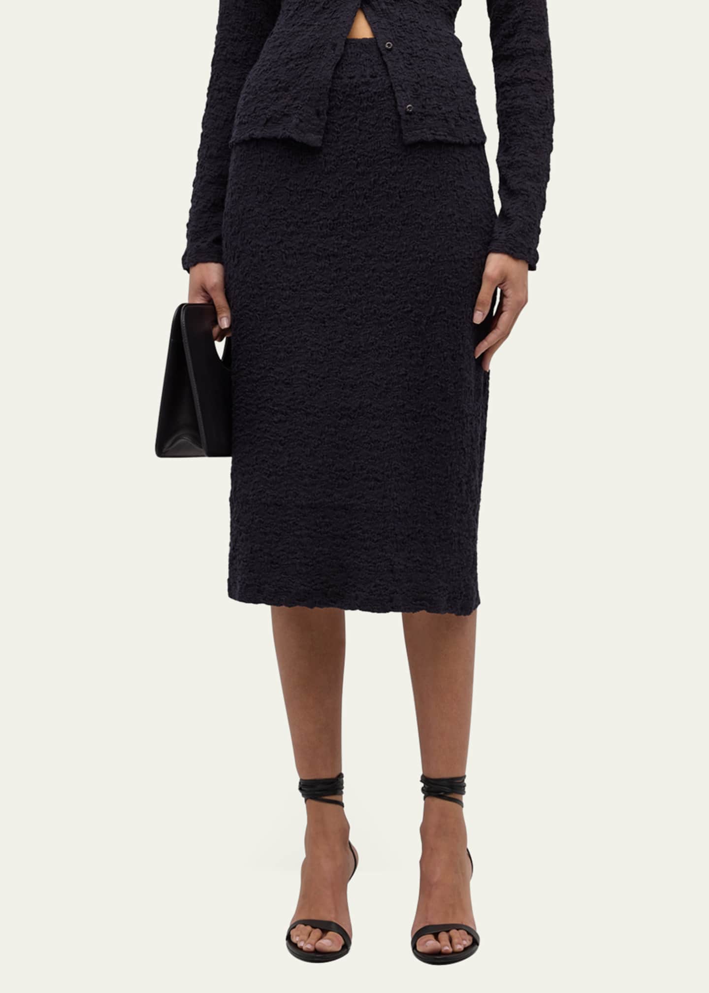 Vince Smocked Popcorn Midi Skirt Image 4 of 5