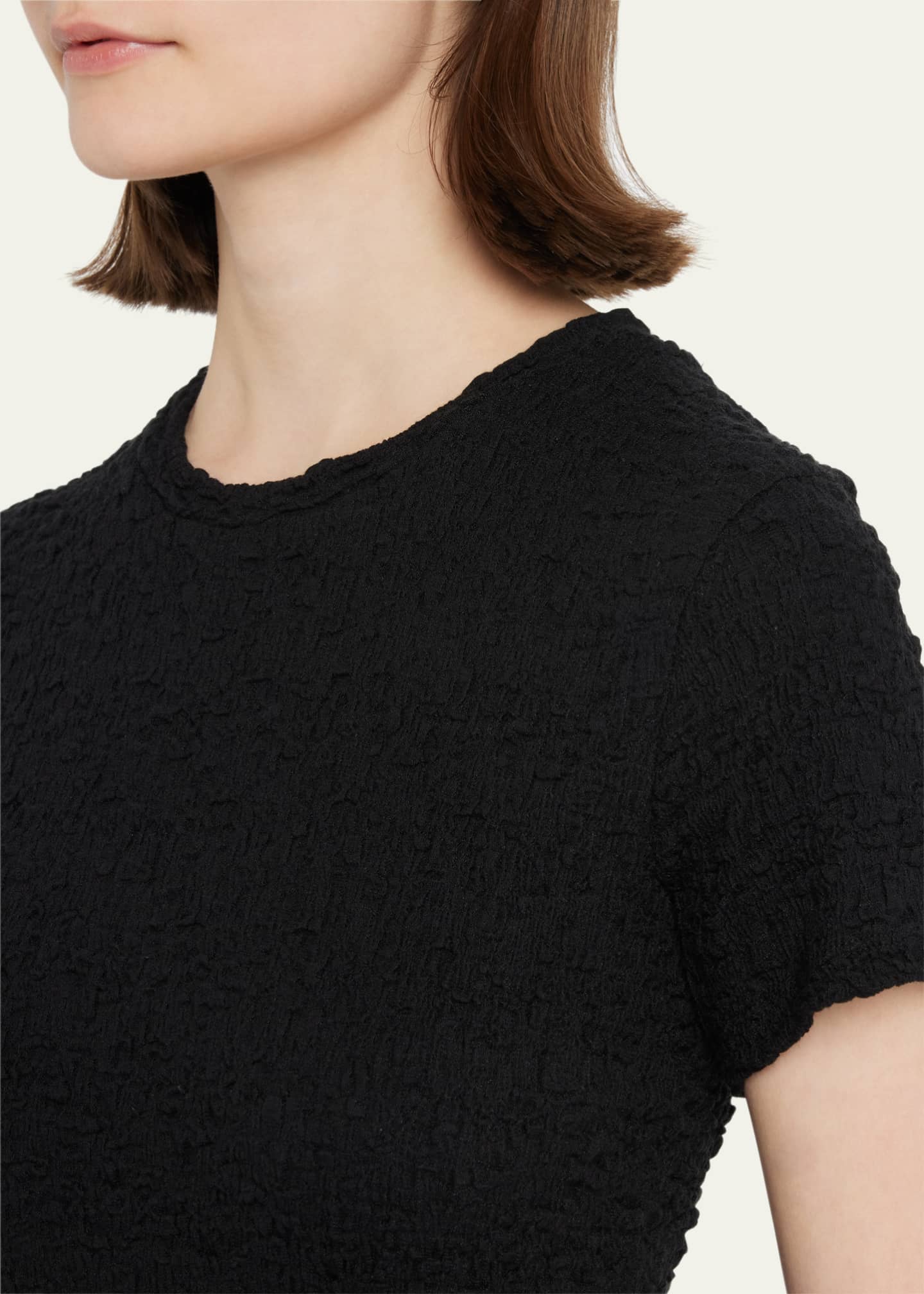Vince Smocked Short-Sleeve Shrunken T-shirt - Bergdorf Goodman