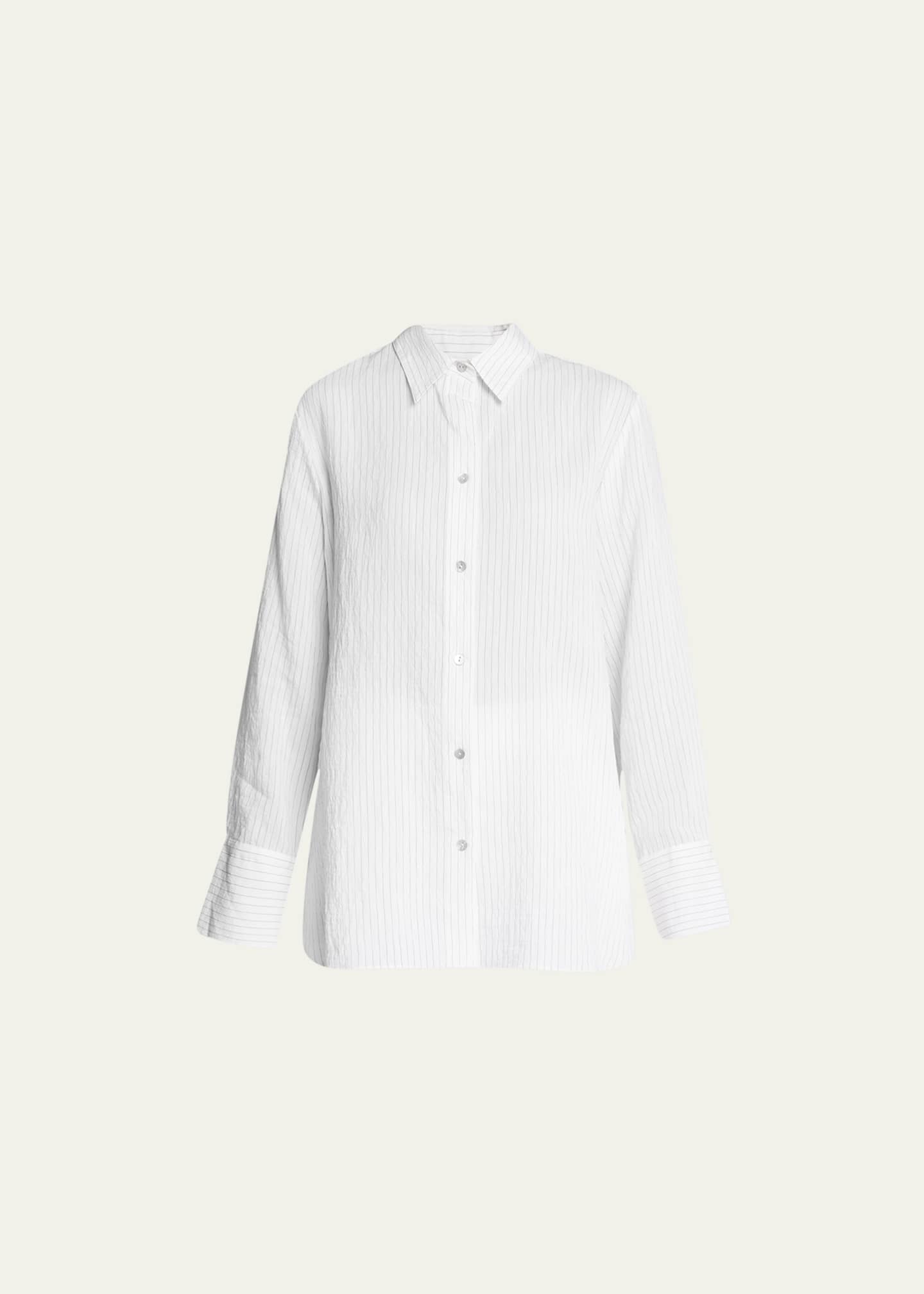 Vince Fine Stripe Relaxed Button-Front Shirt - Bergdorf Goodman