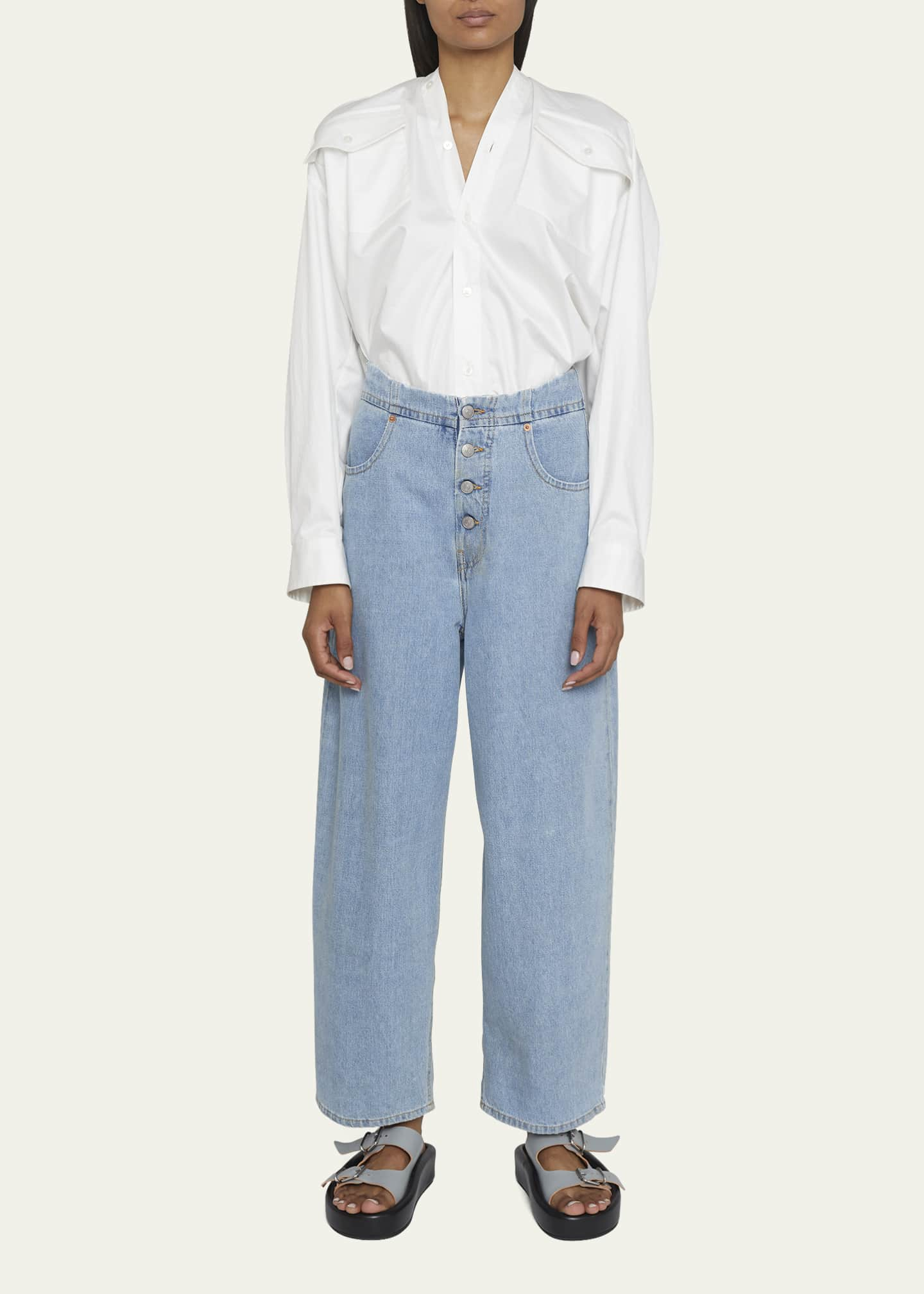 MM6 Maison Margiela Button-Fly Wide-Leg Jeans - Bergdorf Goodman