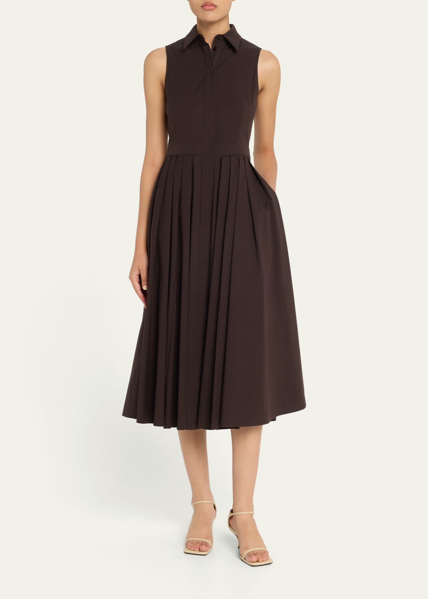 Michael Kors Collection Button-Front Poplin Shirtdress Image 2 of 5