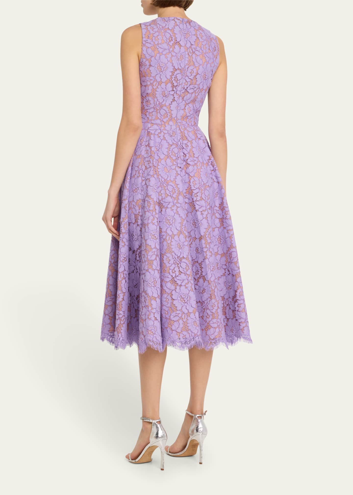 Michael Kors Collection Large Floral Lace Sleeveless Midi Dress ...