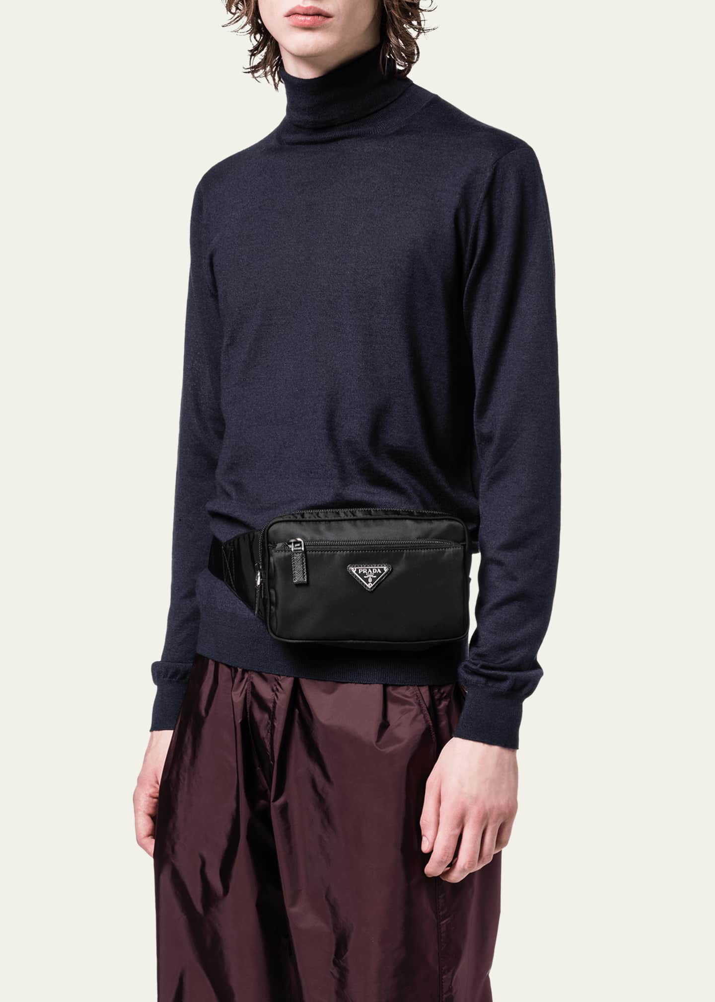 Prada Neon Green Nylon Belt Bag for Men