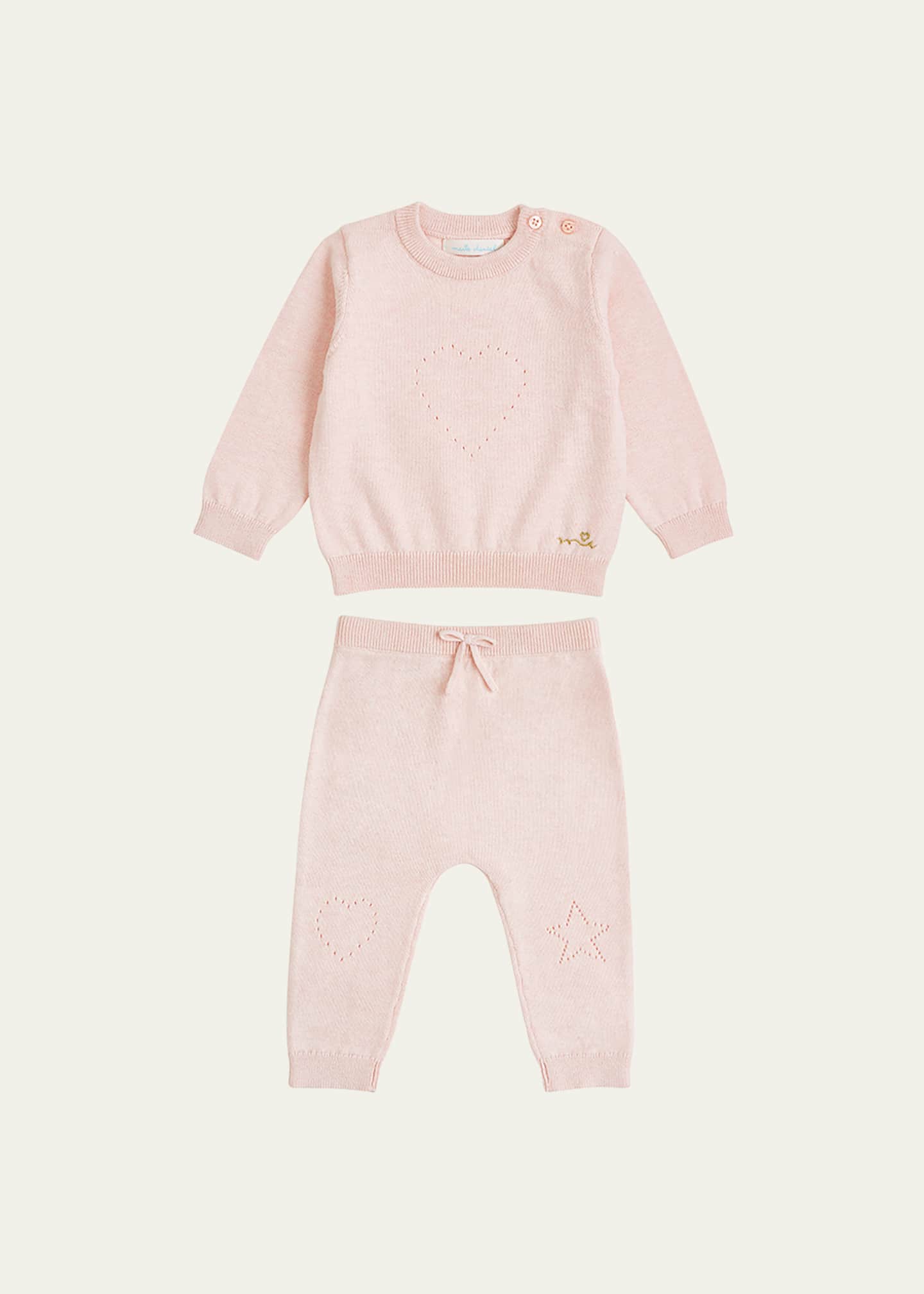 Marie Chantal Girl's Pointelle Heart Two-Piece Set, Size 3M-24M Image 1 of 5